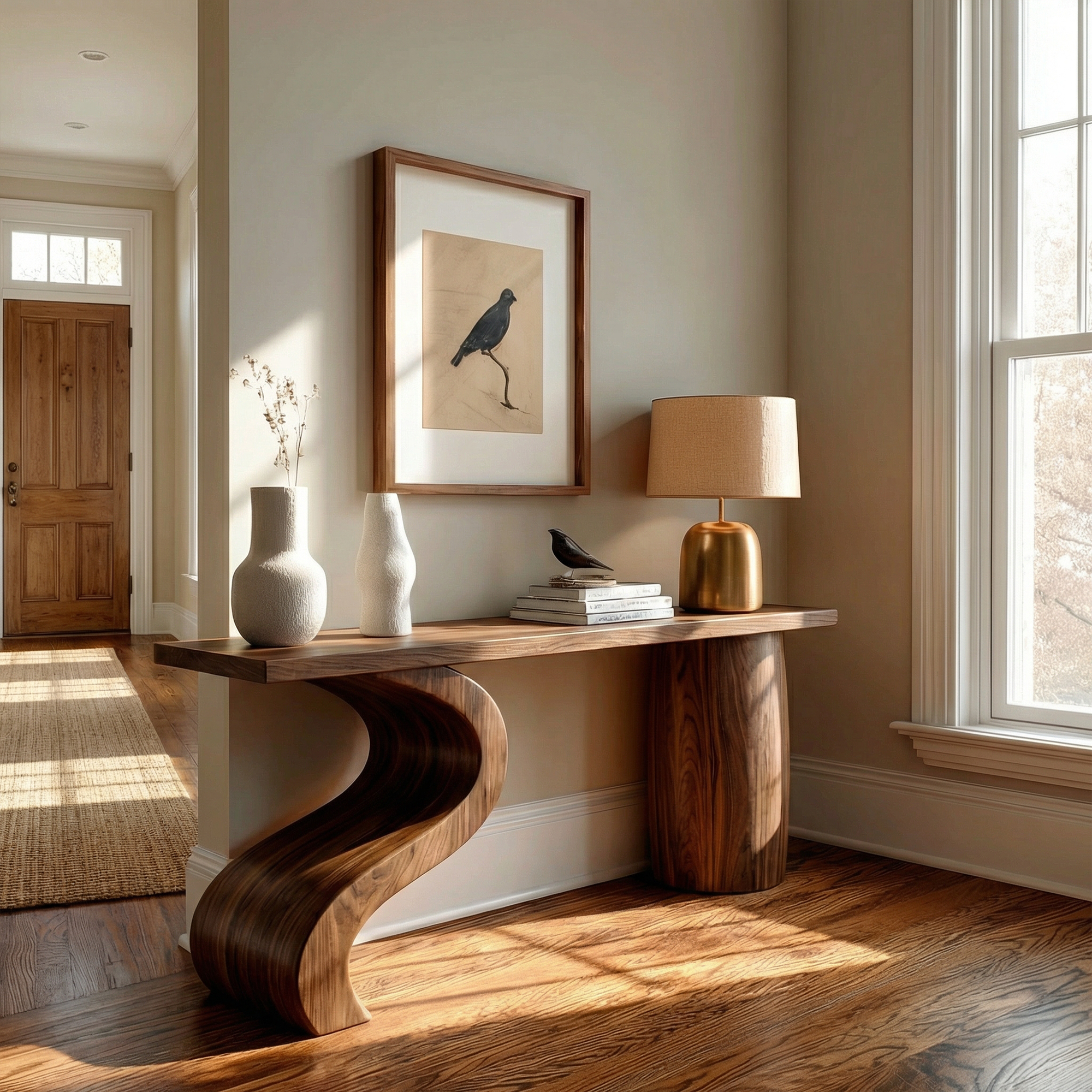 Contemporary Wave Base Console Table Entryway Hallway Living Room SINLKICS492