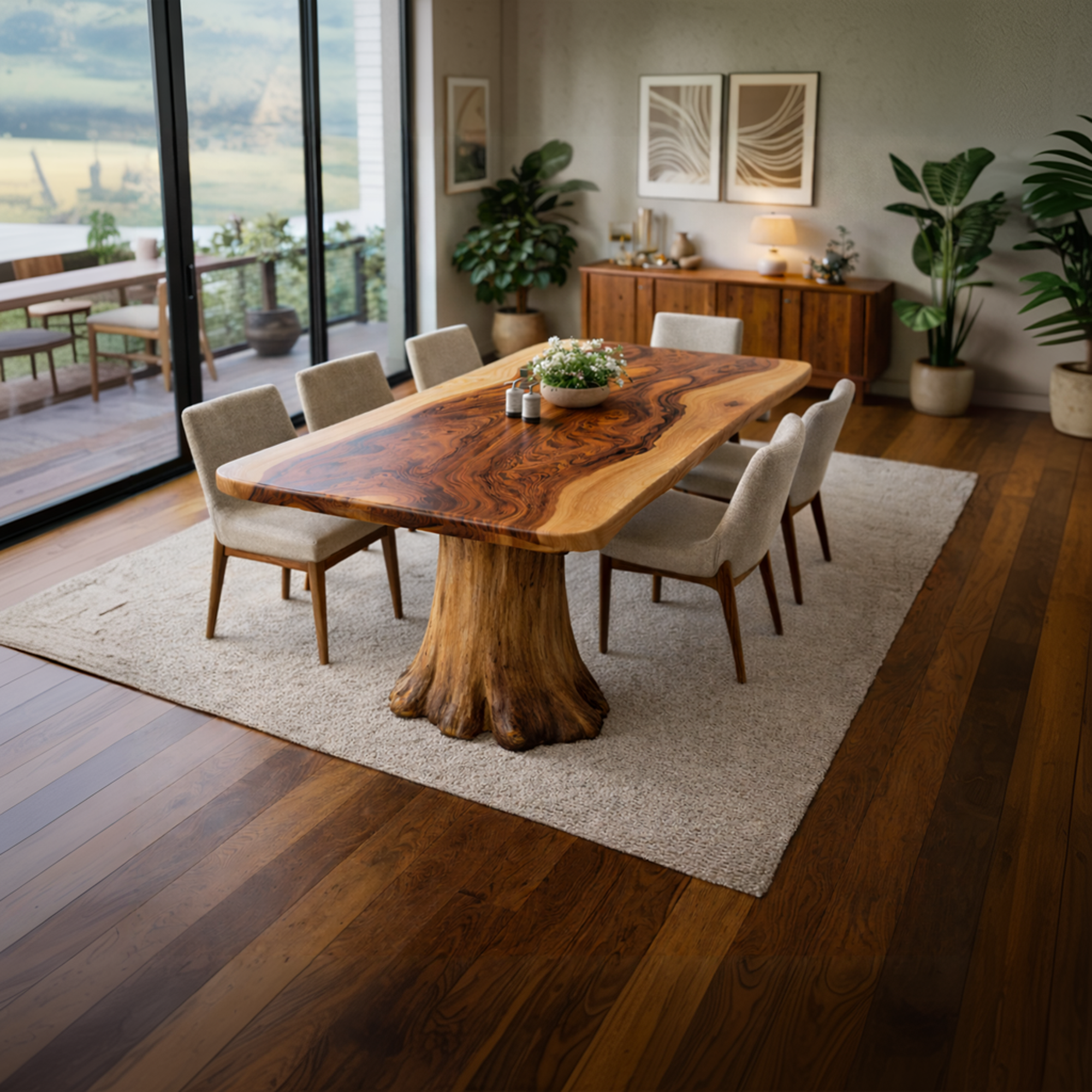 Rustic Sculptural Dining Table For Dining Room Or Family Space SINLKIDT157