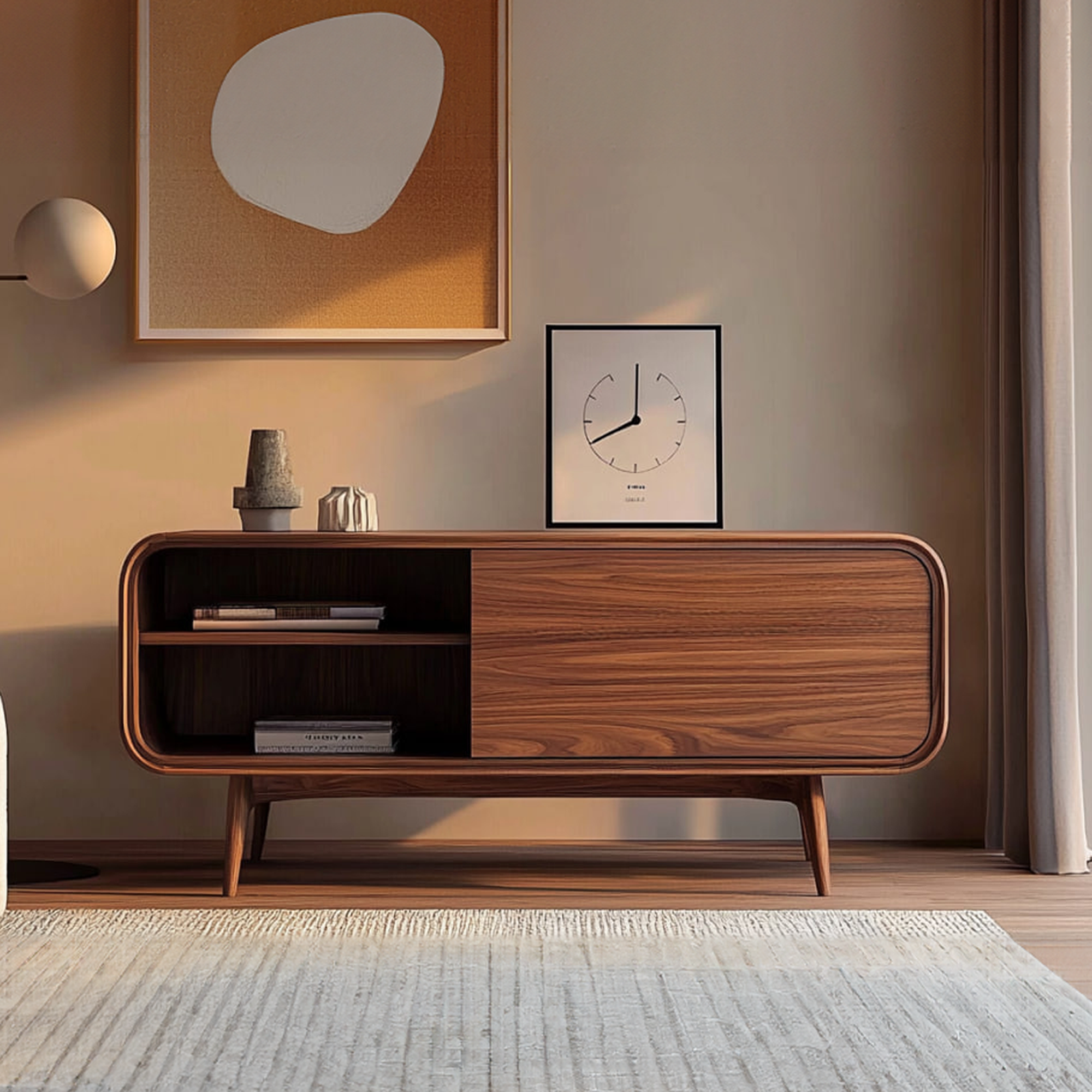 Mid Century Modern Bookshelf Cabinet Living Room Or Study Room SINLKISC265