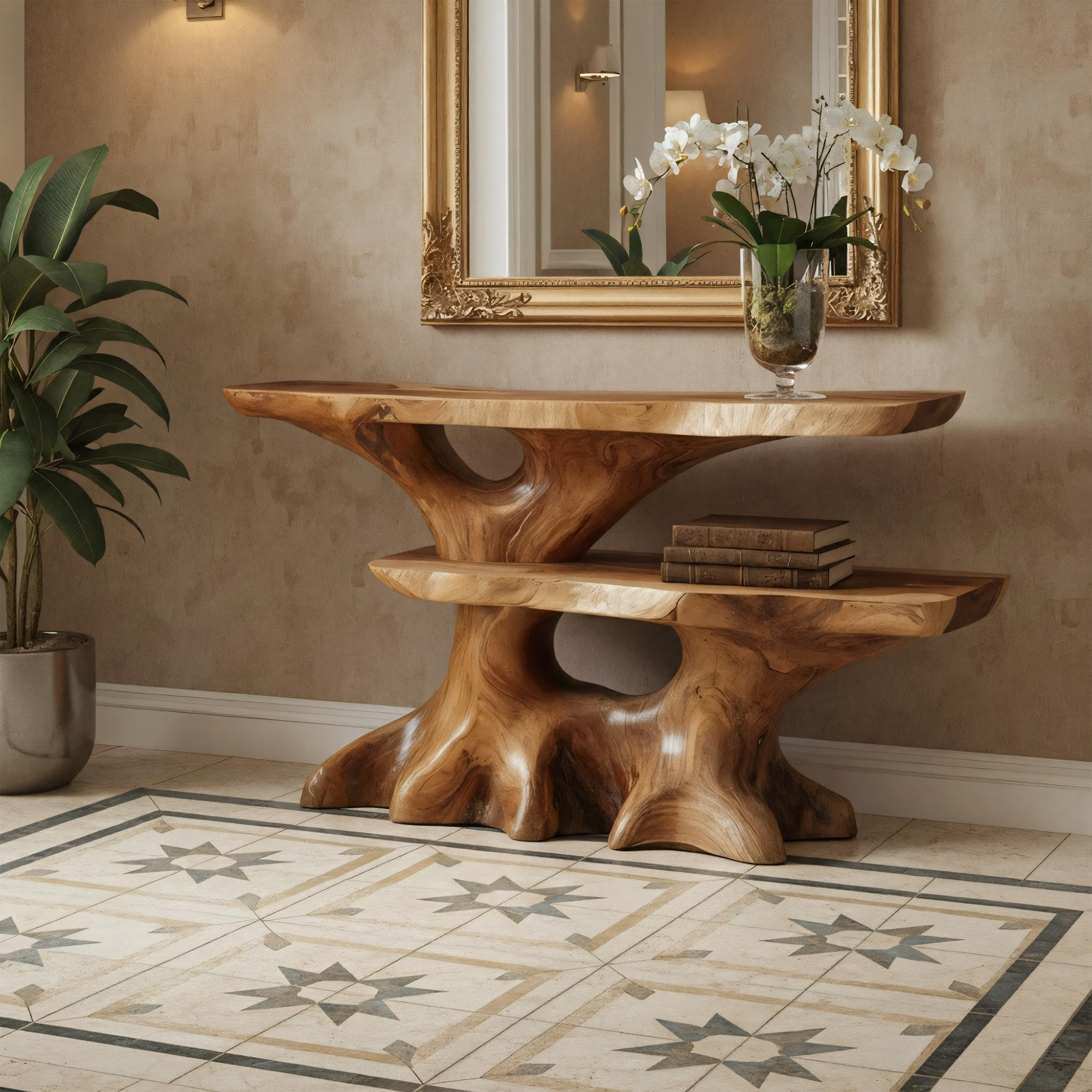 Mid Century Solid Wood Console Table Entryway SINLKICS431