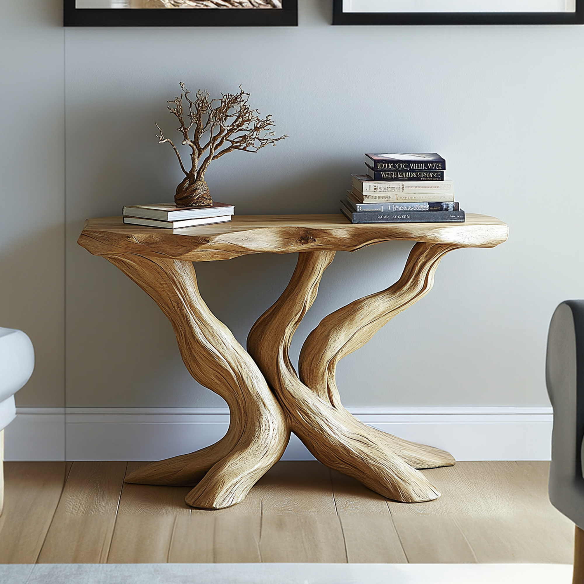 Rustic Solid Wood Console Table Handmade Live Edge Design For Living Room SINLKICS333