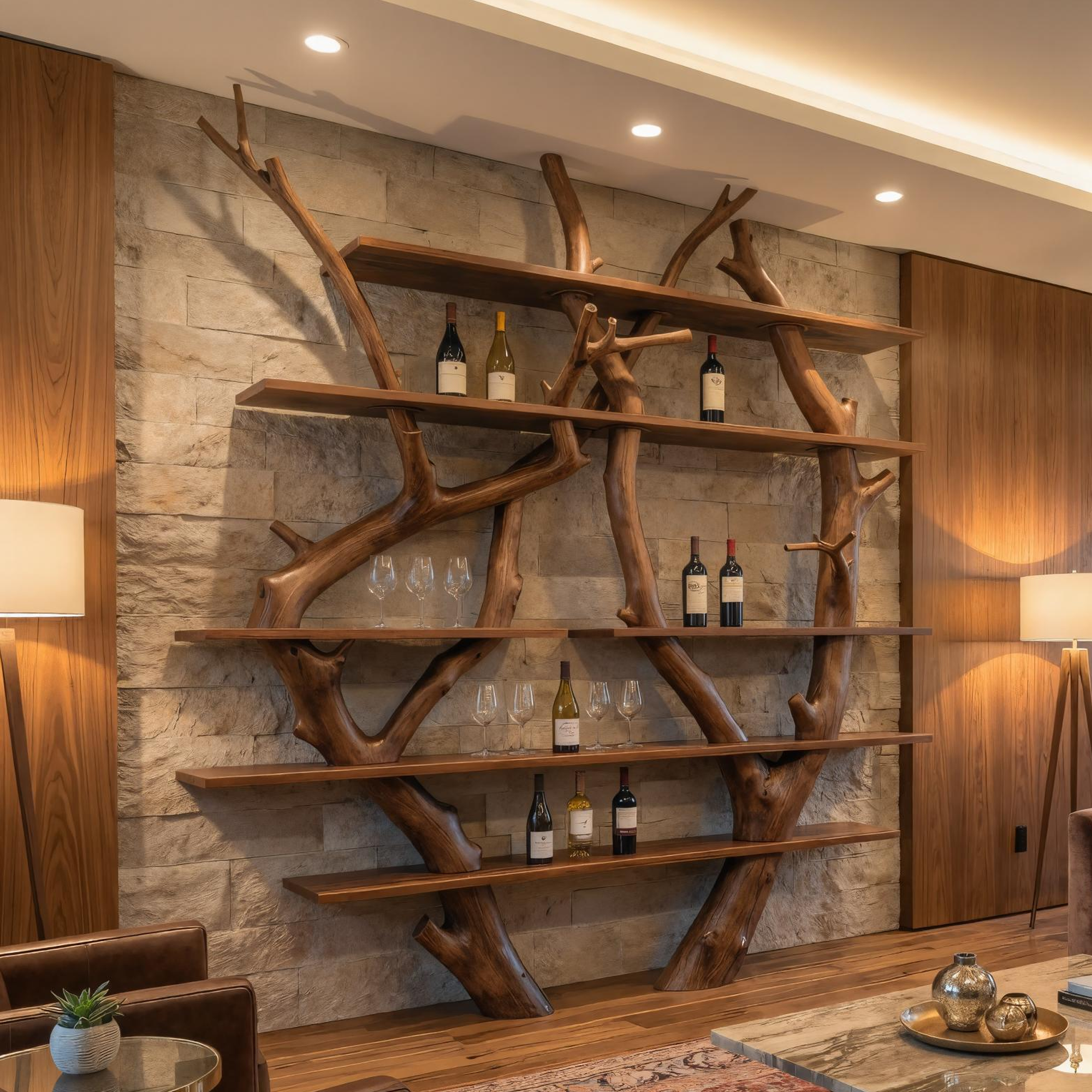 Contemporary Wooden Wine Rack Wall Shelf For Kitchen Dining Room Home Bar SINLKIWR006
