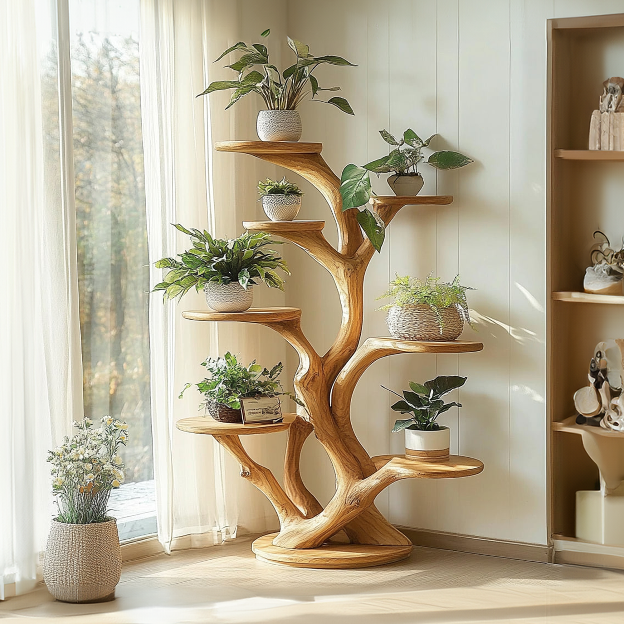 Rustic Organic Tree Stand Botanical Room Accent SINLKITT076