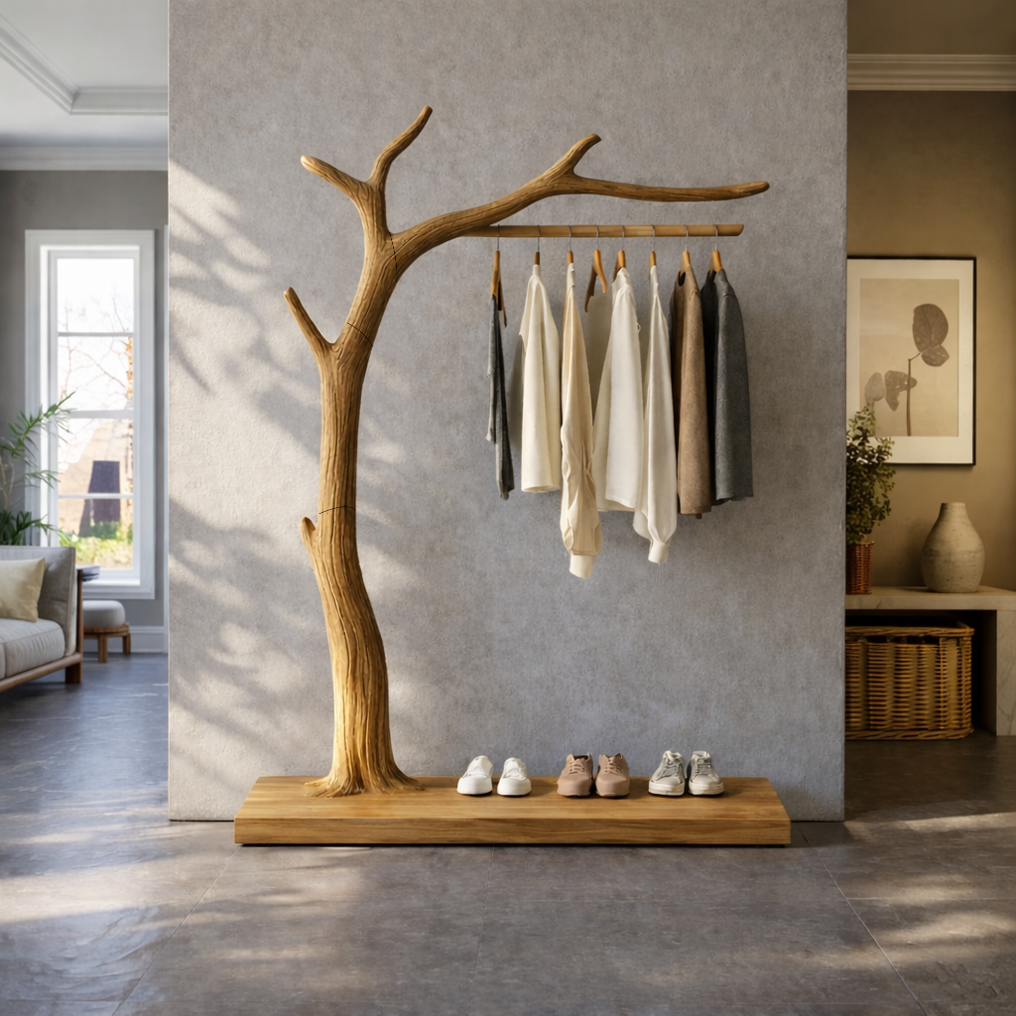 Rustic Wooden Coat Rack Entryway Interior SINLKITCR084