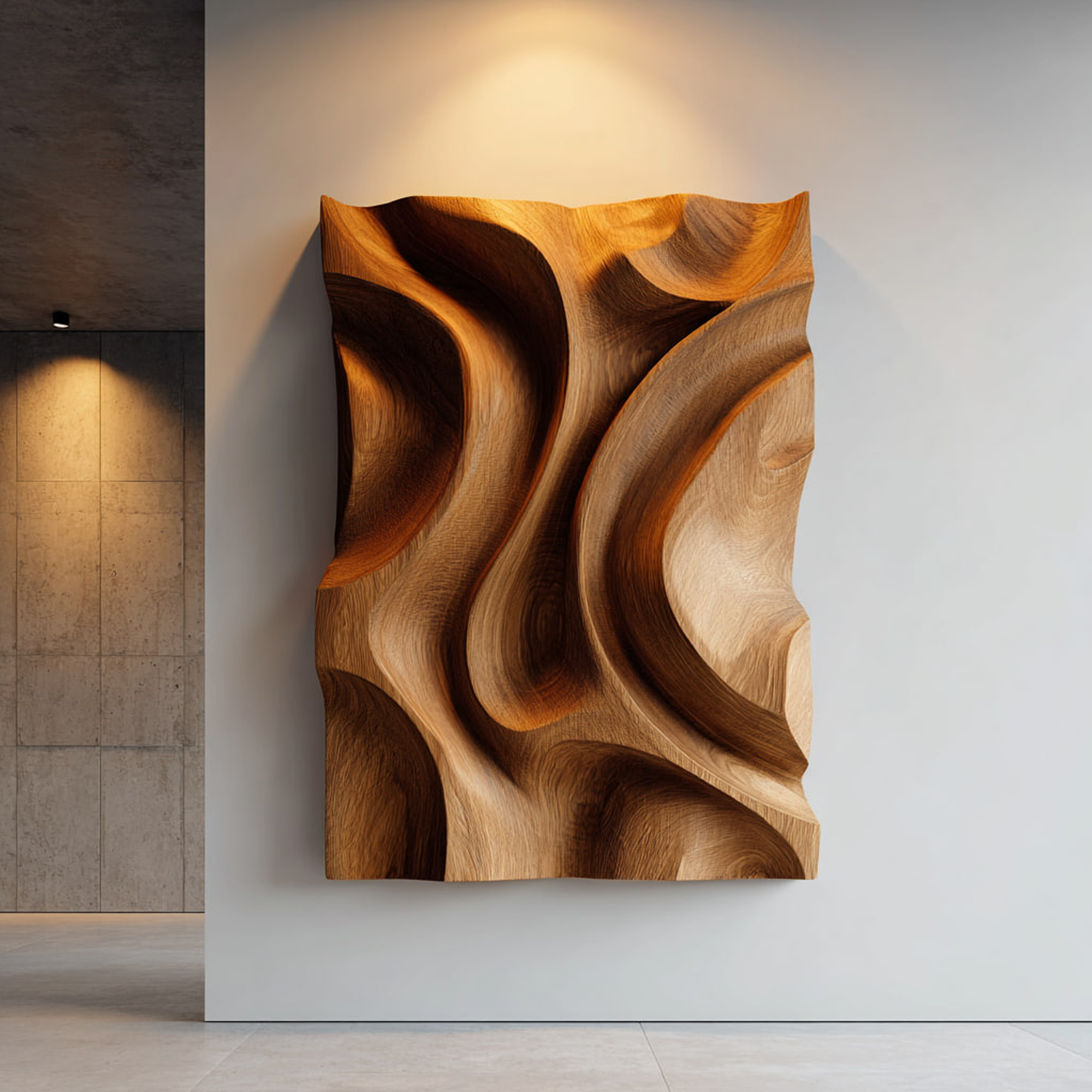 Organic Flow Carved Wood Wall Art Modern Sculptural Decor SINLKIWD015