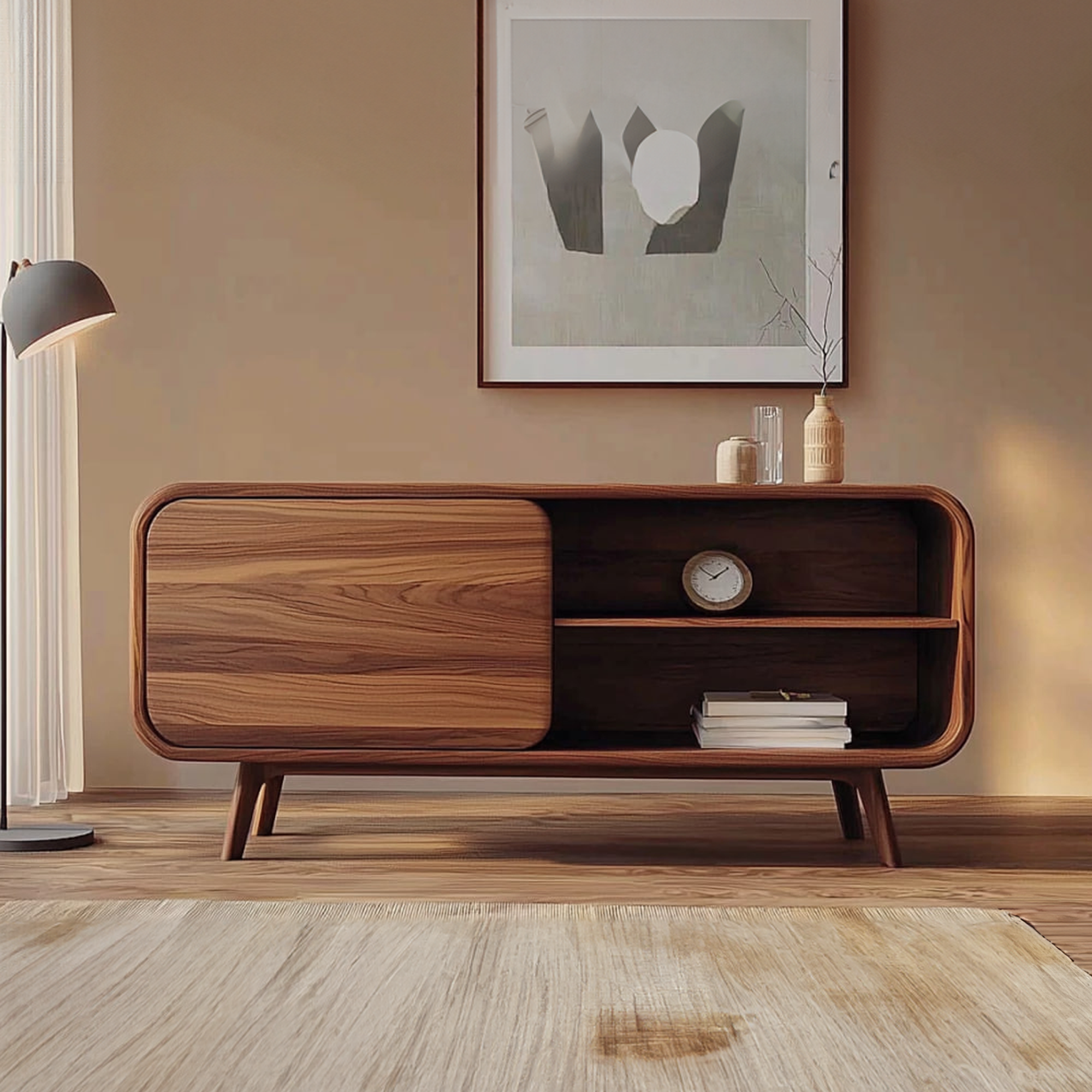 Mid Century Wood Organizer Cabinet Hallway Or Living Room SINLKISC264