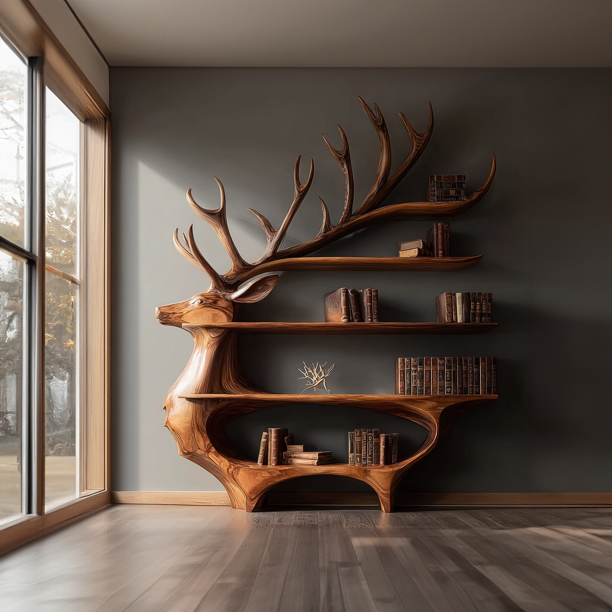 Rustic Deer Shaped Display Shelf Entryway Or Living Room SINLKISC100