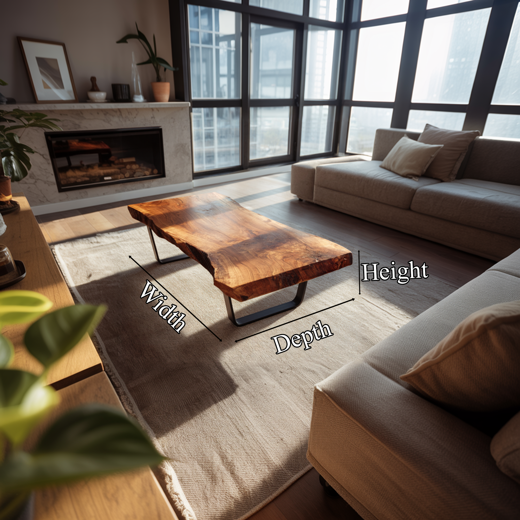 Rustic Handcrafted Wood Coffee Table Living Room SINLKICF270