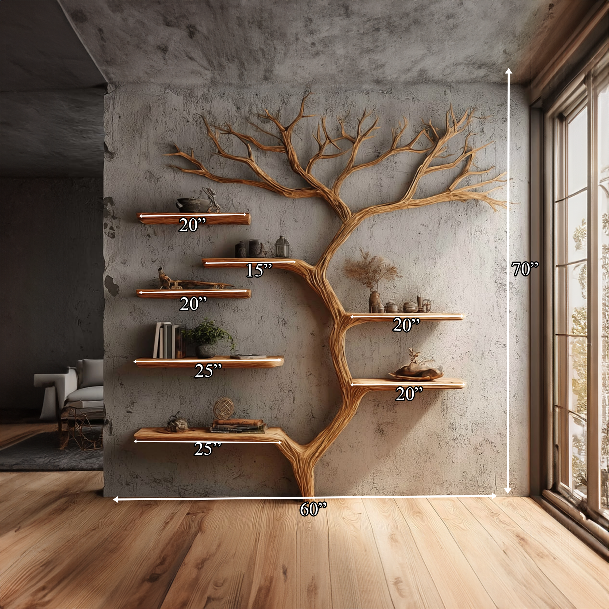 Rustic Tree Bookshelf Home Office SINLKITB297