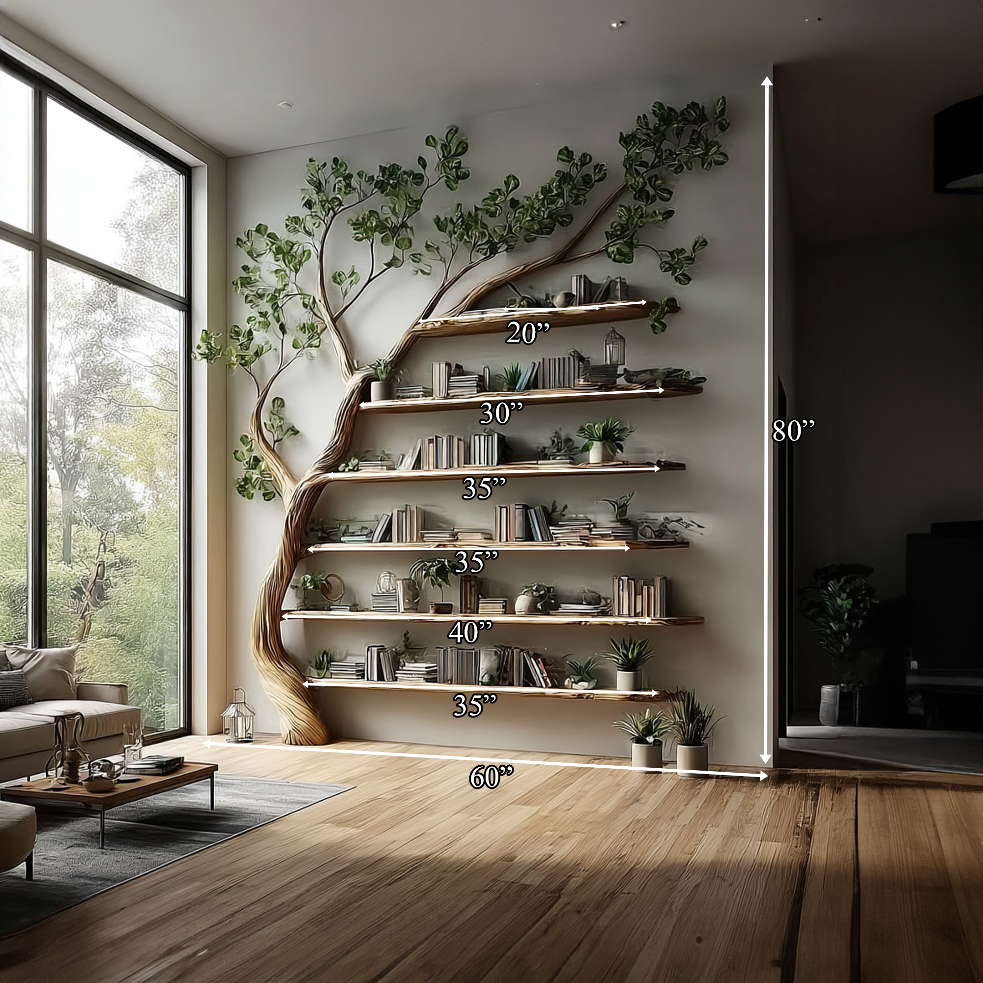Rustic Tree Display Shelf Modern Living Room SINLKITB295