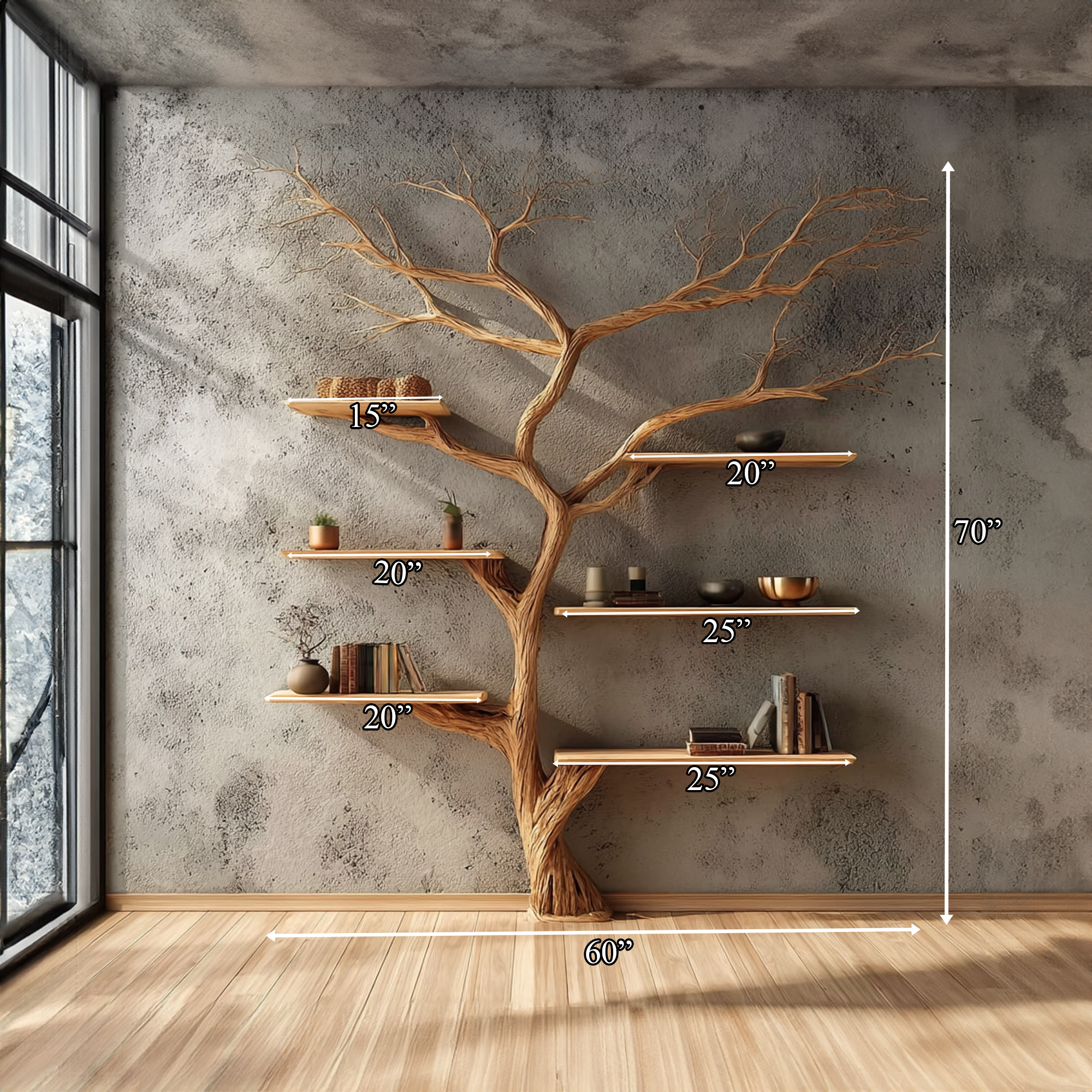 Rustic Tree Bookshelf Bedroom Study SINLKITB298