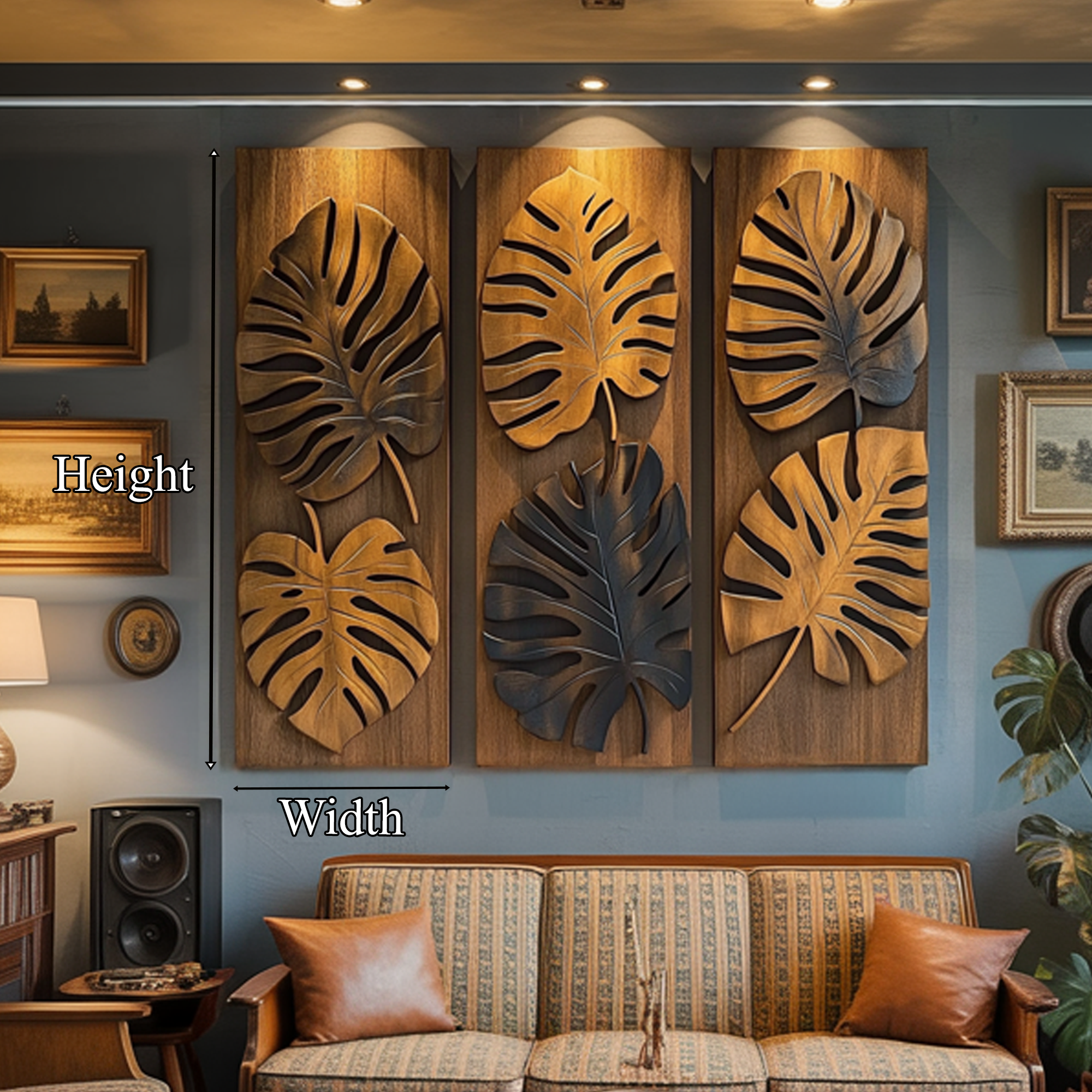 Layered Monstera Solid Wood Wall Art Contemporary Botanical Decor SINLKIWD022