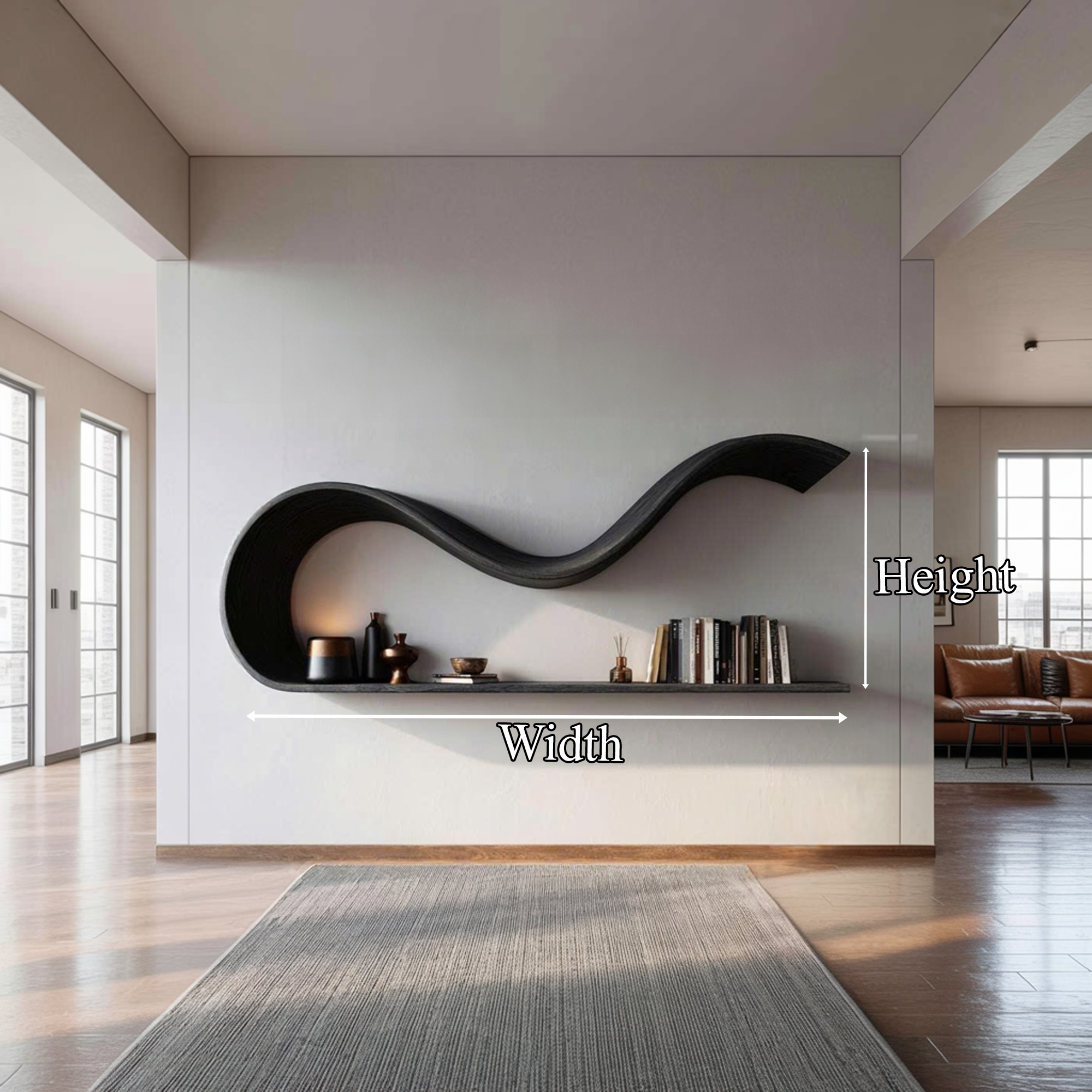 Modern Sculptural Floating Wall Shelf Living Room Interior Decor SINLKIFL345