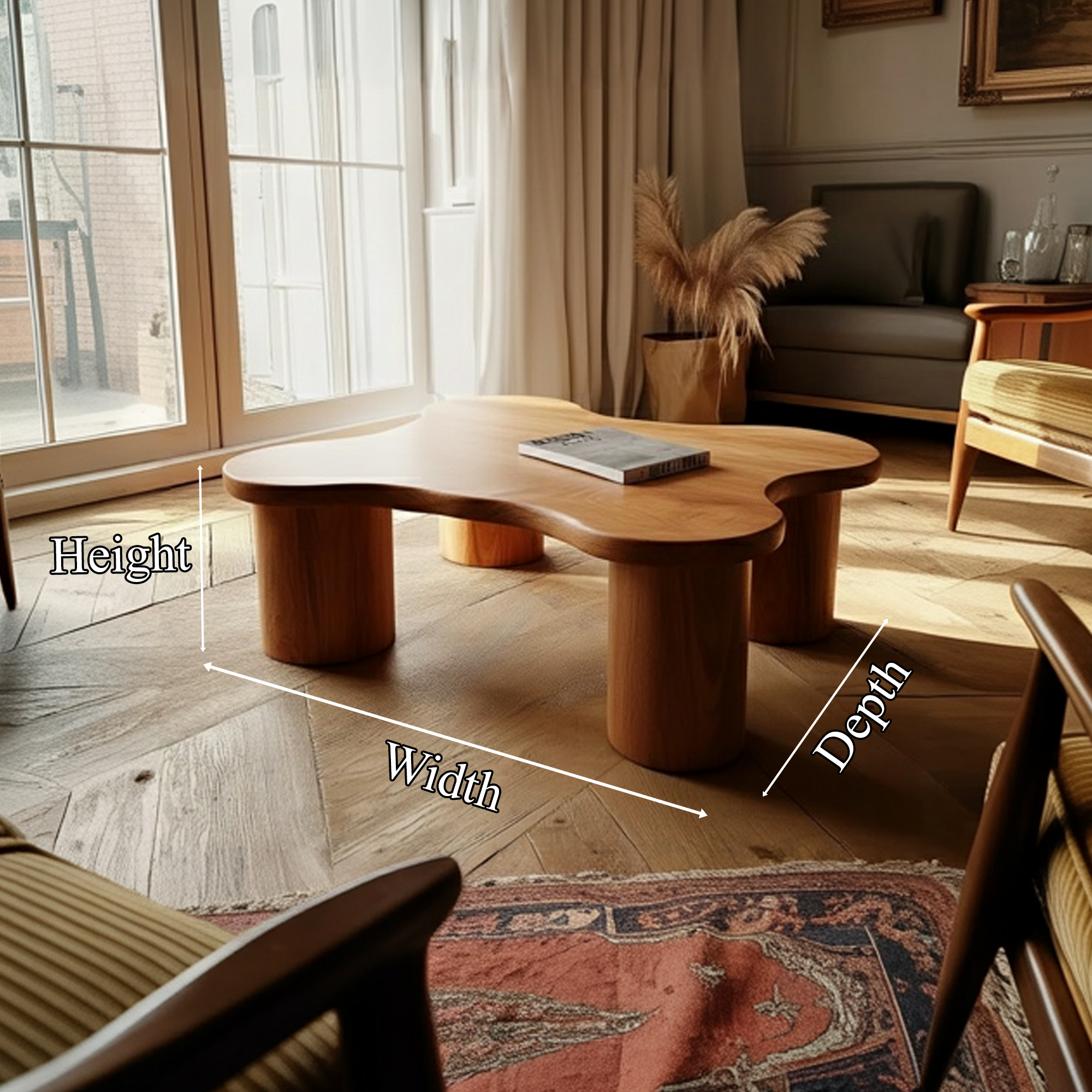 Mid Century Natural Wood Coffee Table Living Room SINLKICF269