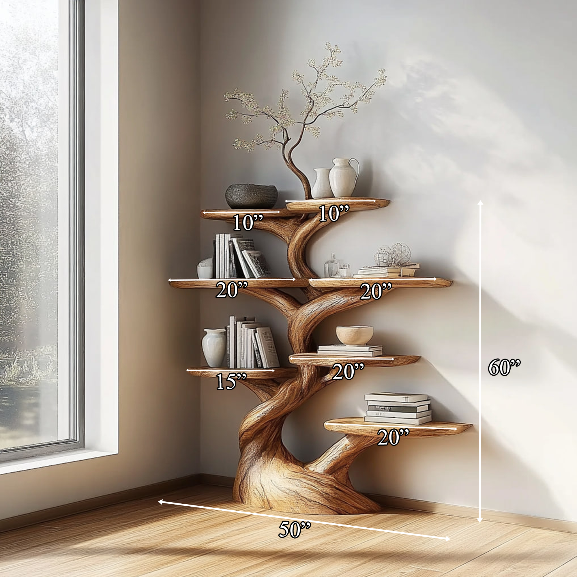 Rustic Decorative Tree Display Shelf Living Room Or Dining Room SINLKITB477
