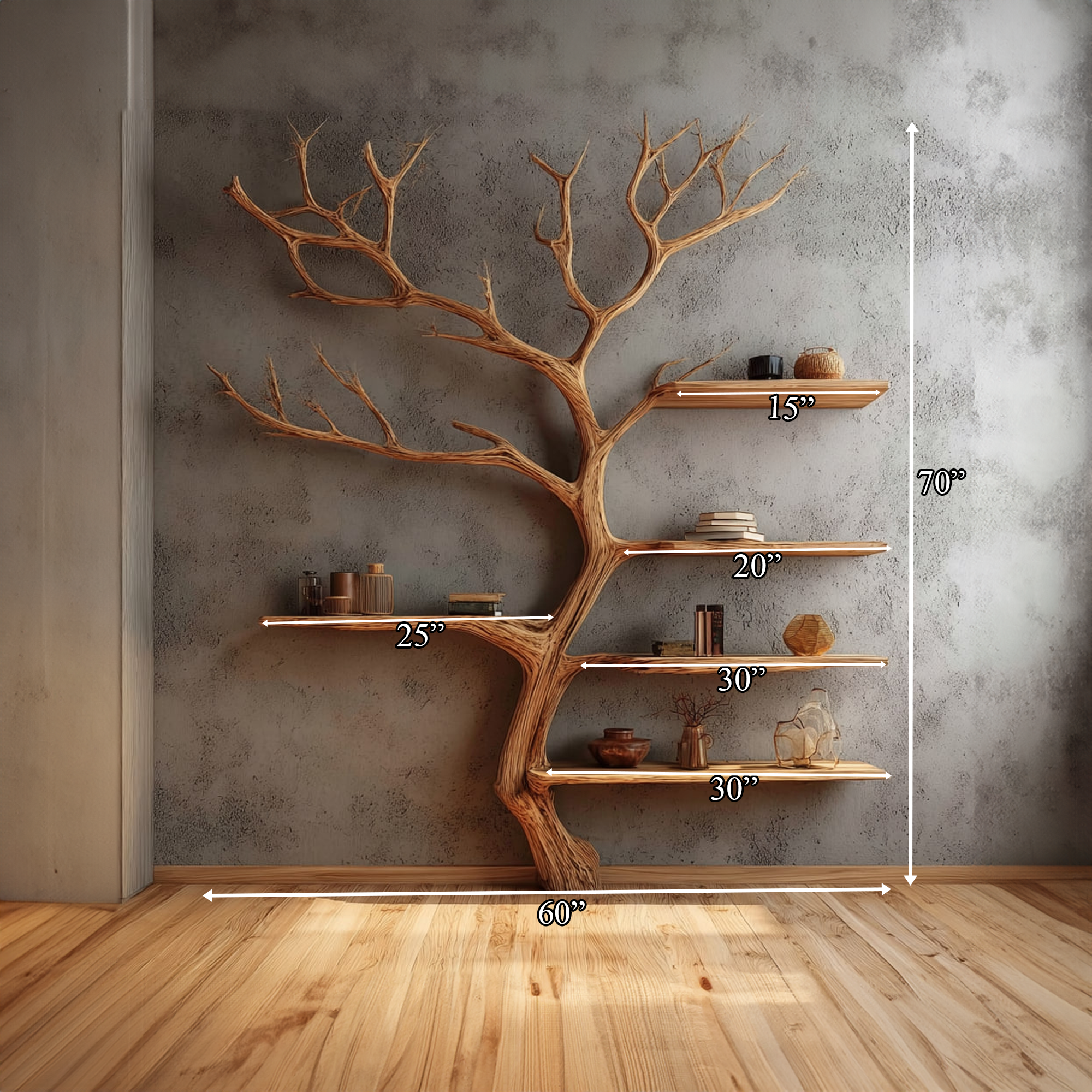 Rustic Tree Bookshelf Entryway Hallway SINLKITB296