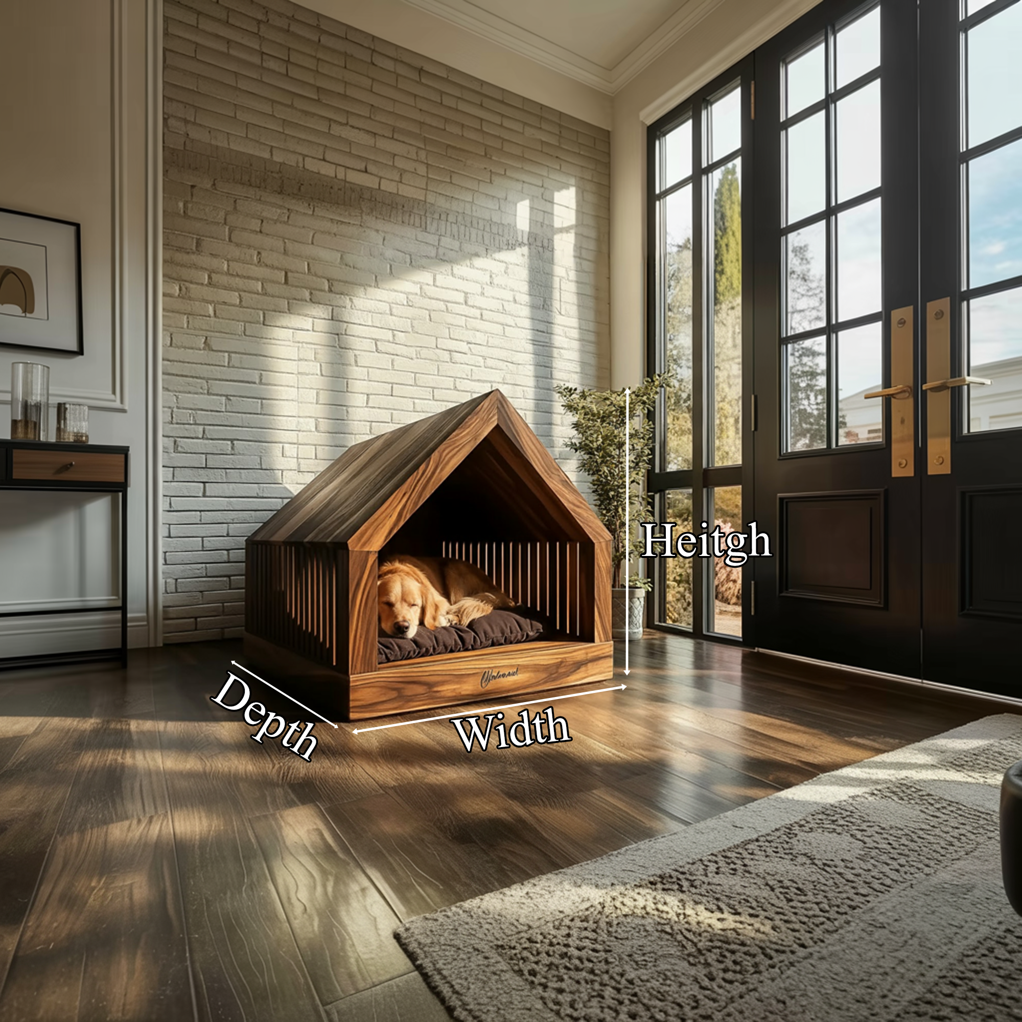 Rustic Wooden Dog House Indoor Pet Bed SINLKIPB010