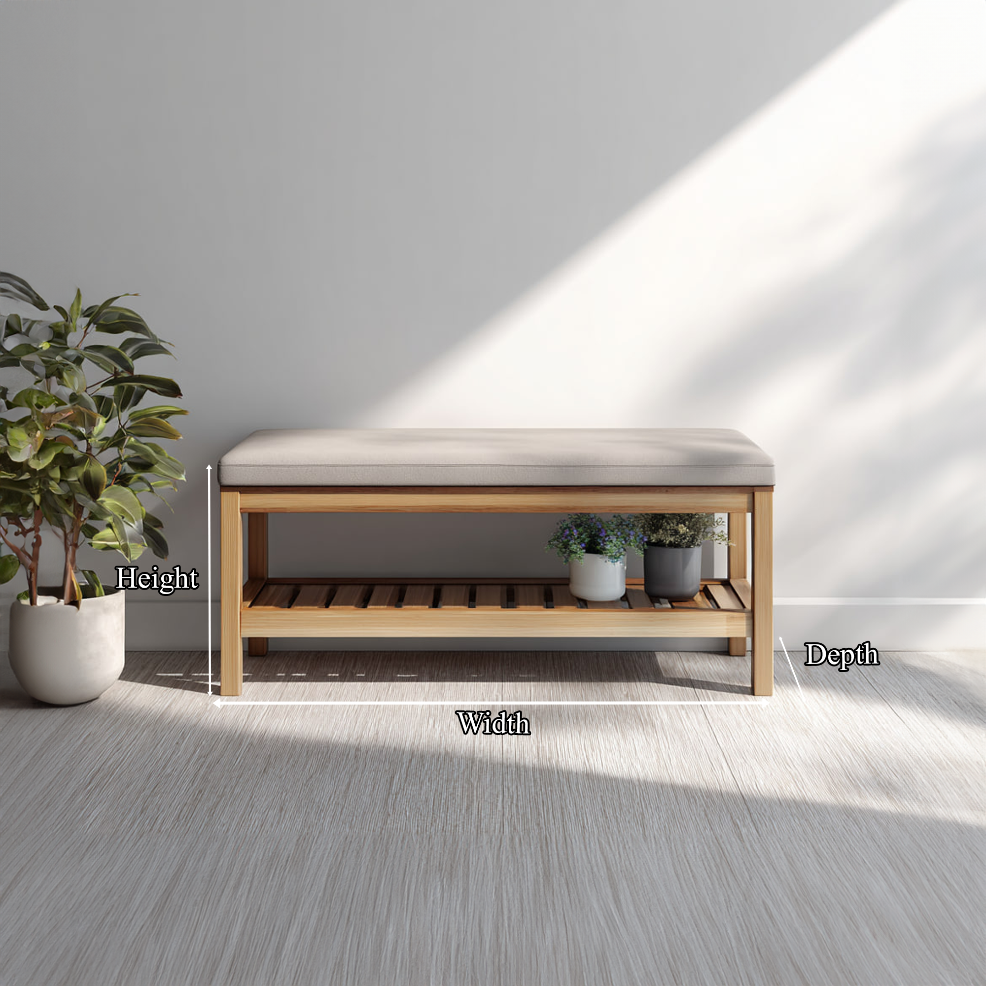 Midcentury Farmhouse Shoe Bench Entryway SINLKISB041