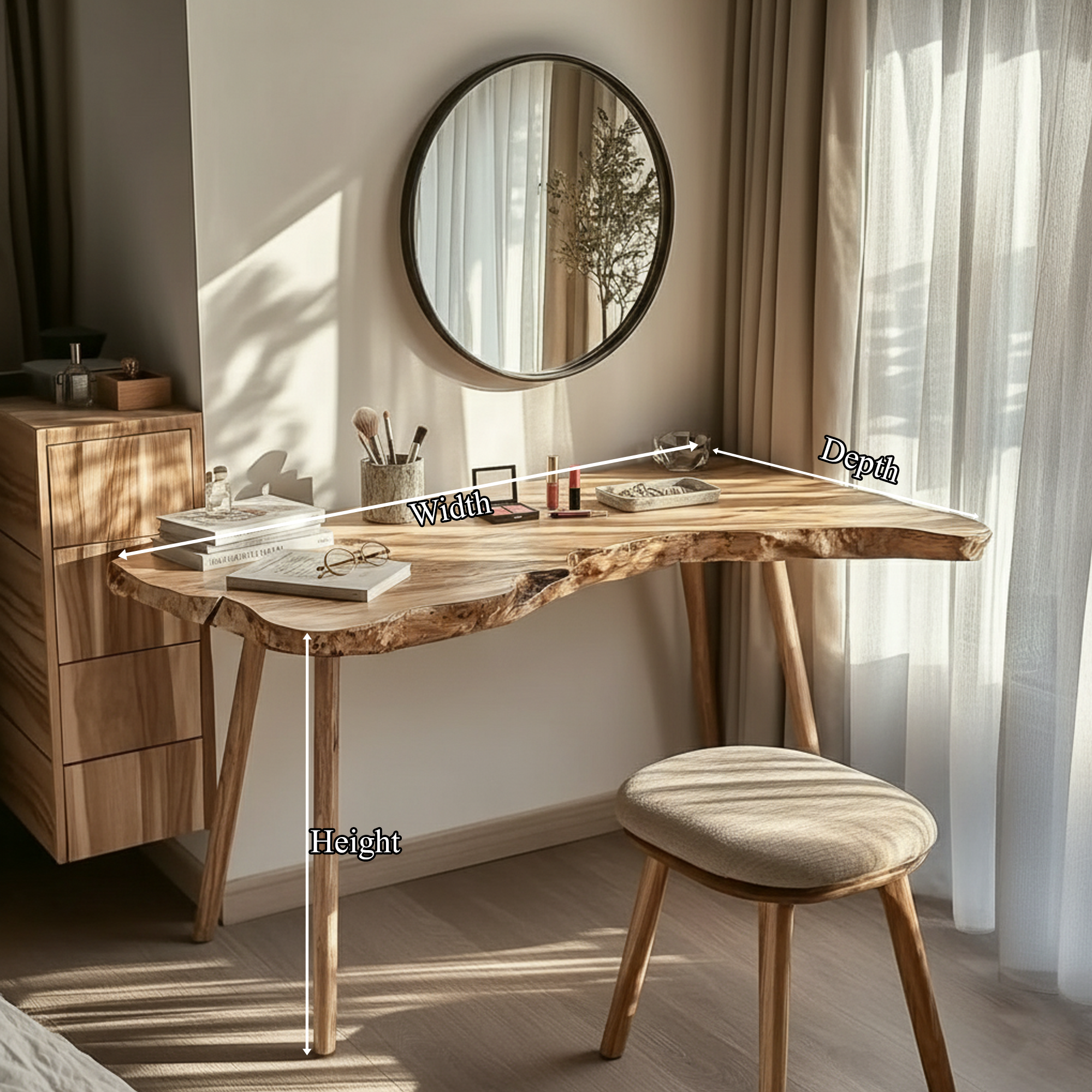 Scandinavian Natural Makeup Table Bedroom And Beauty Room SINLKIDK37