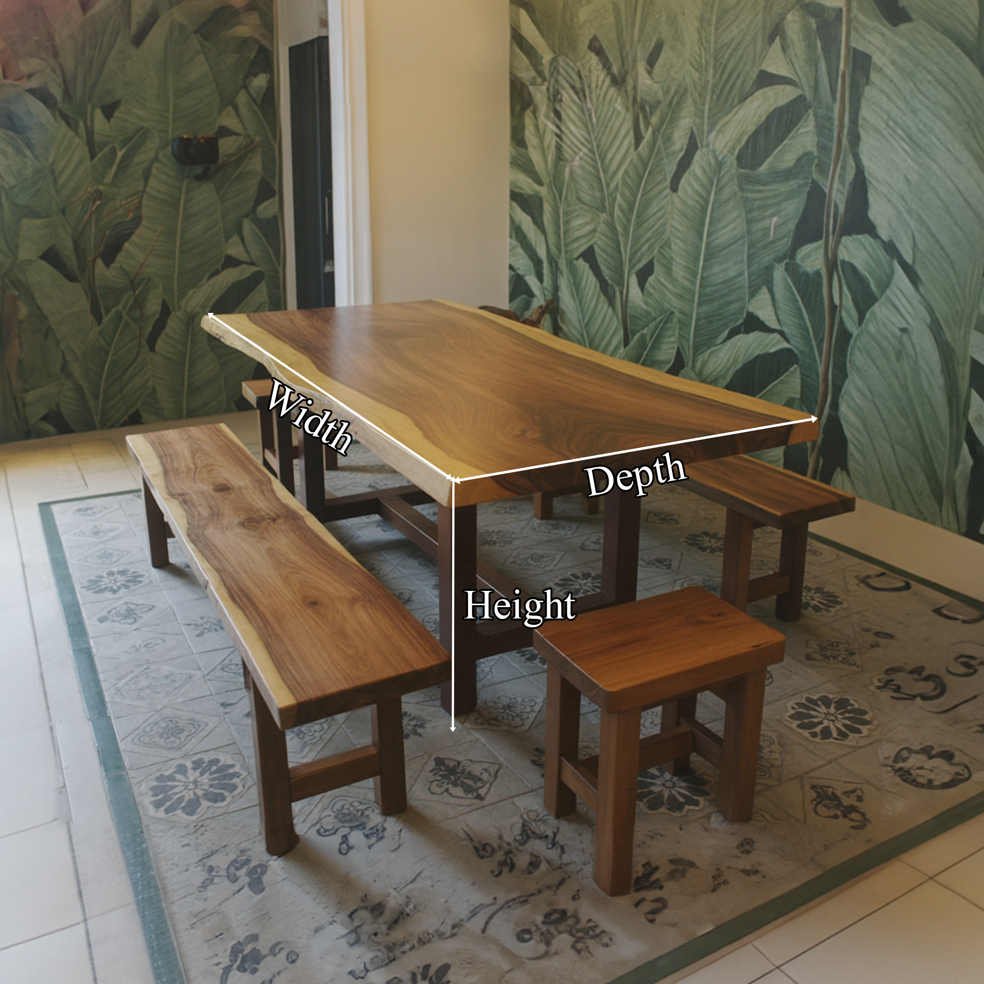 Rustic Live Edge Dining Table Kitchen SINLSDTS133