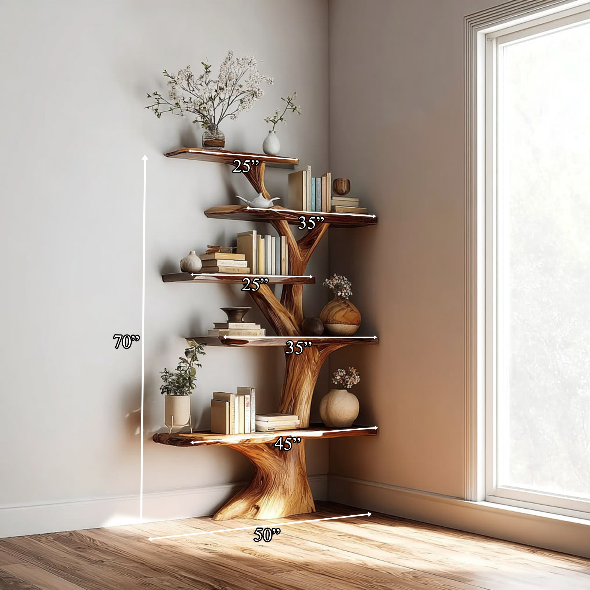 Rustic Artistic Display Corner Shelf Living Room SINLKITB469