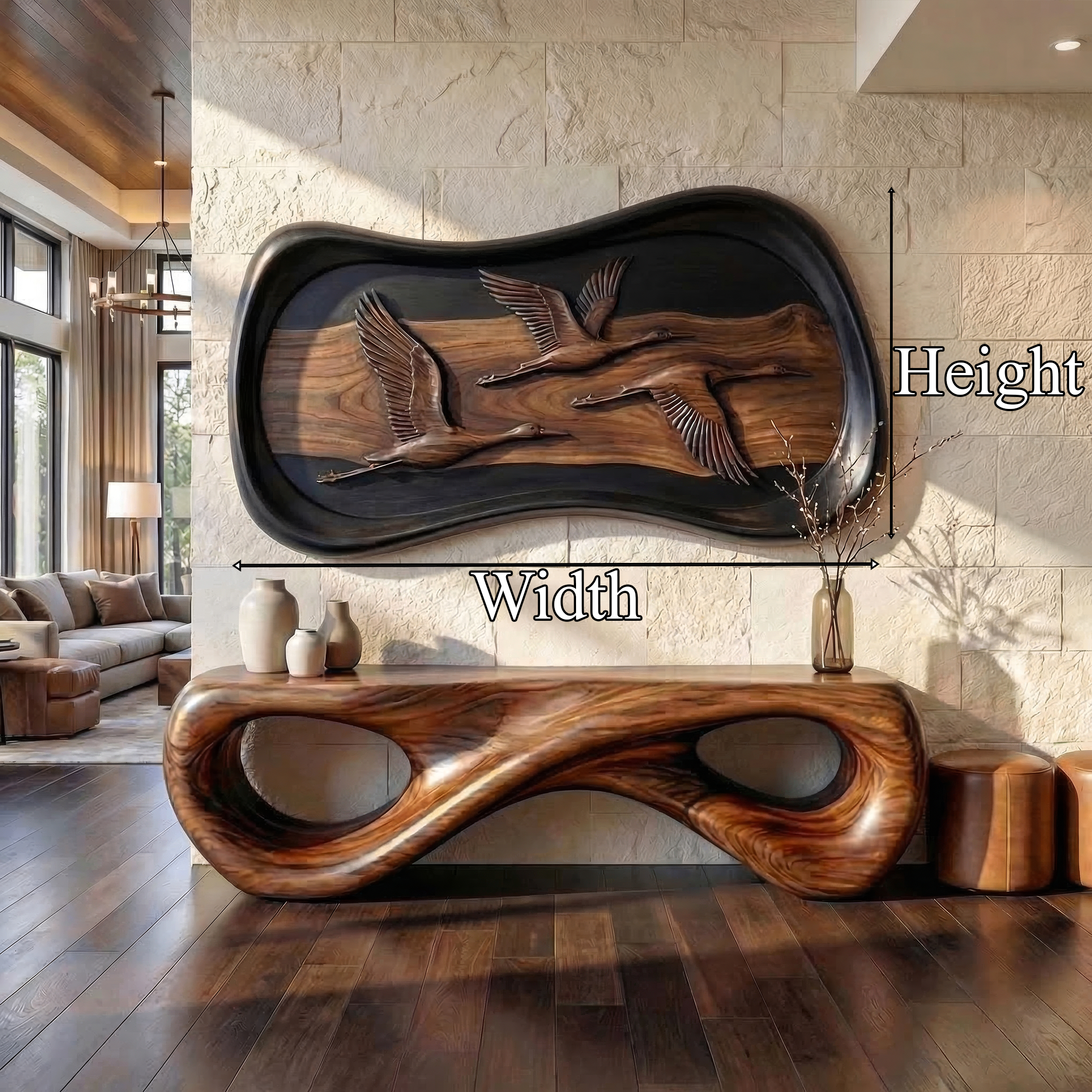 Modern Abstract Wood Sculpture Wall Art Living Room And Lounge SINLKIWD047