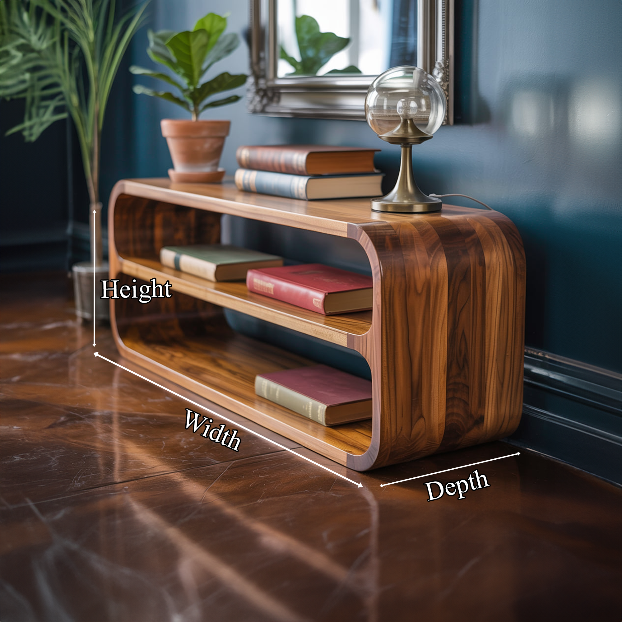 Mid Century Curved Wood Storage Cabinet Entryway Or Hallway SINLKISC284