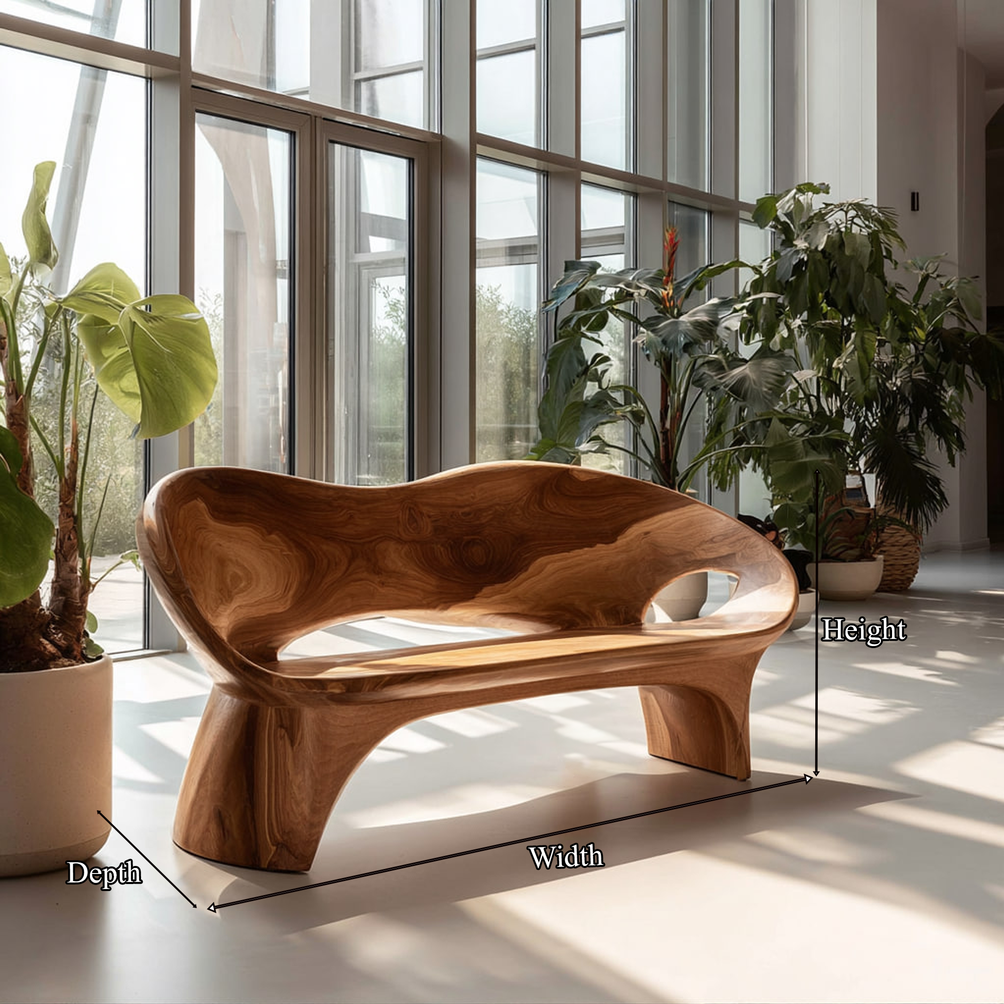 Modern Organic Sculptural Bench Living Room SINLKIRS035