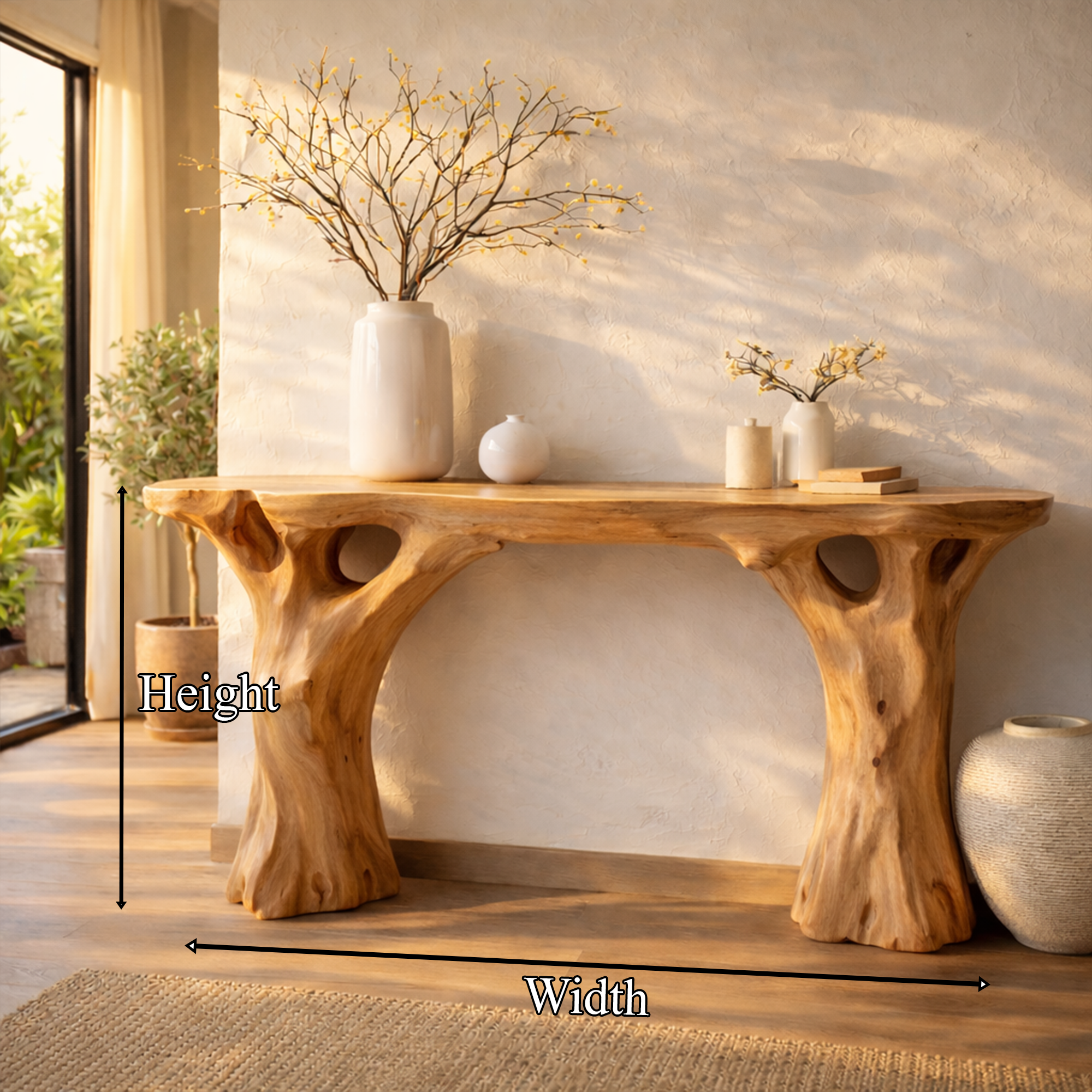 Rustic Modern Console Table Sculptural Handmade Furniture For Home Interior SINLKICS472