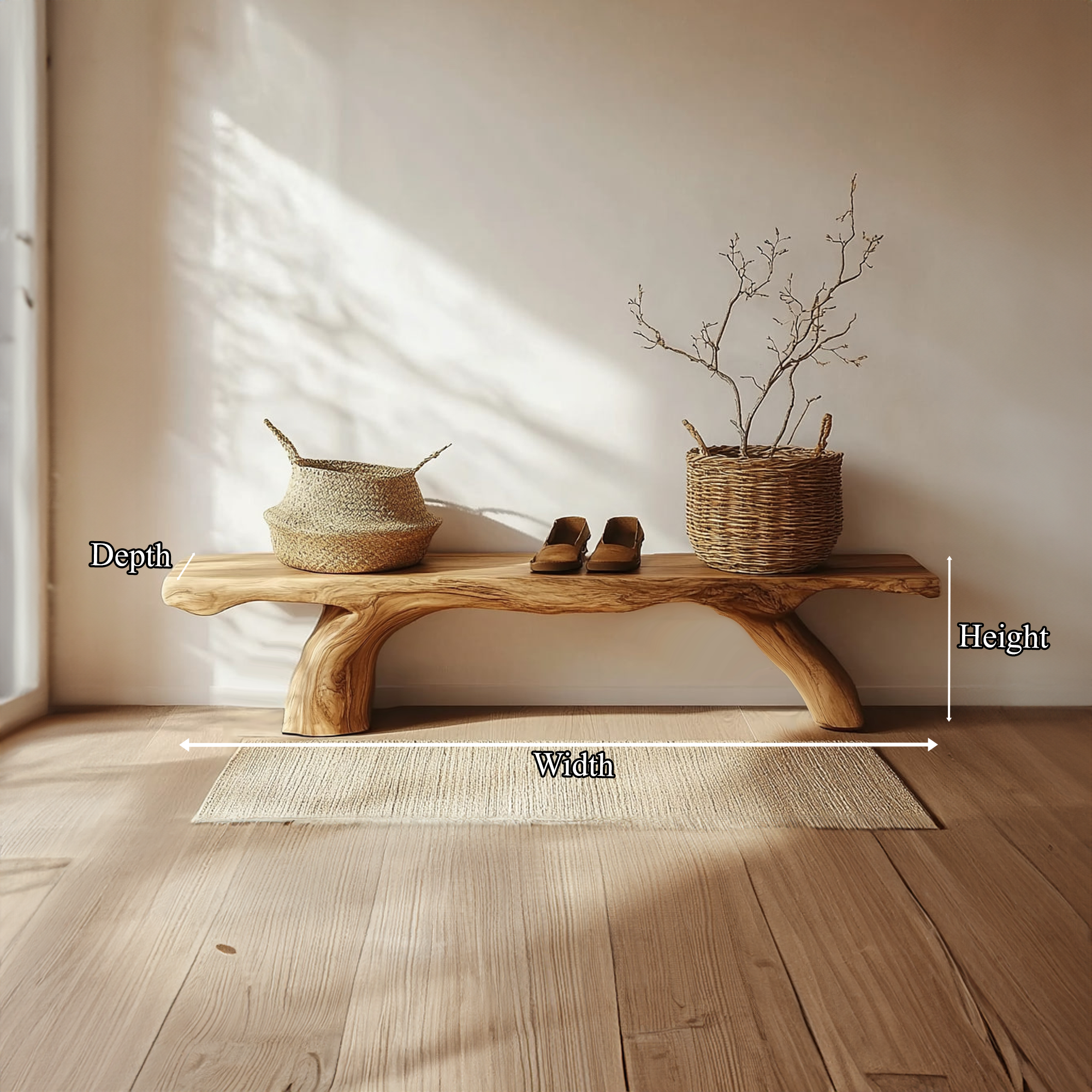 Rustic Natural Wood Bench Bedroom Or Living Room Furniture SINLKIRS037