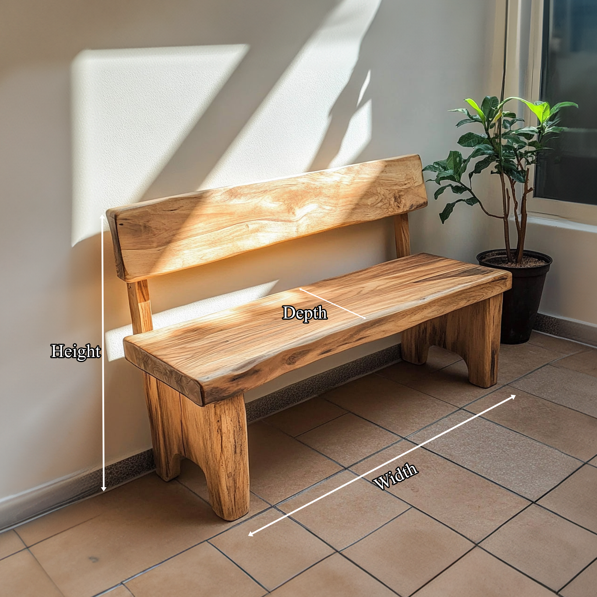 Rustic Solid Wood Bench Entryway Living Room SINLKIRS040