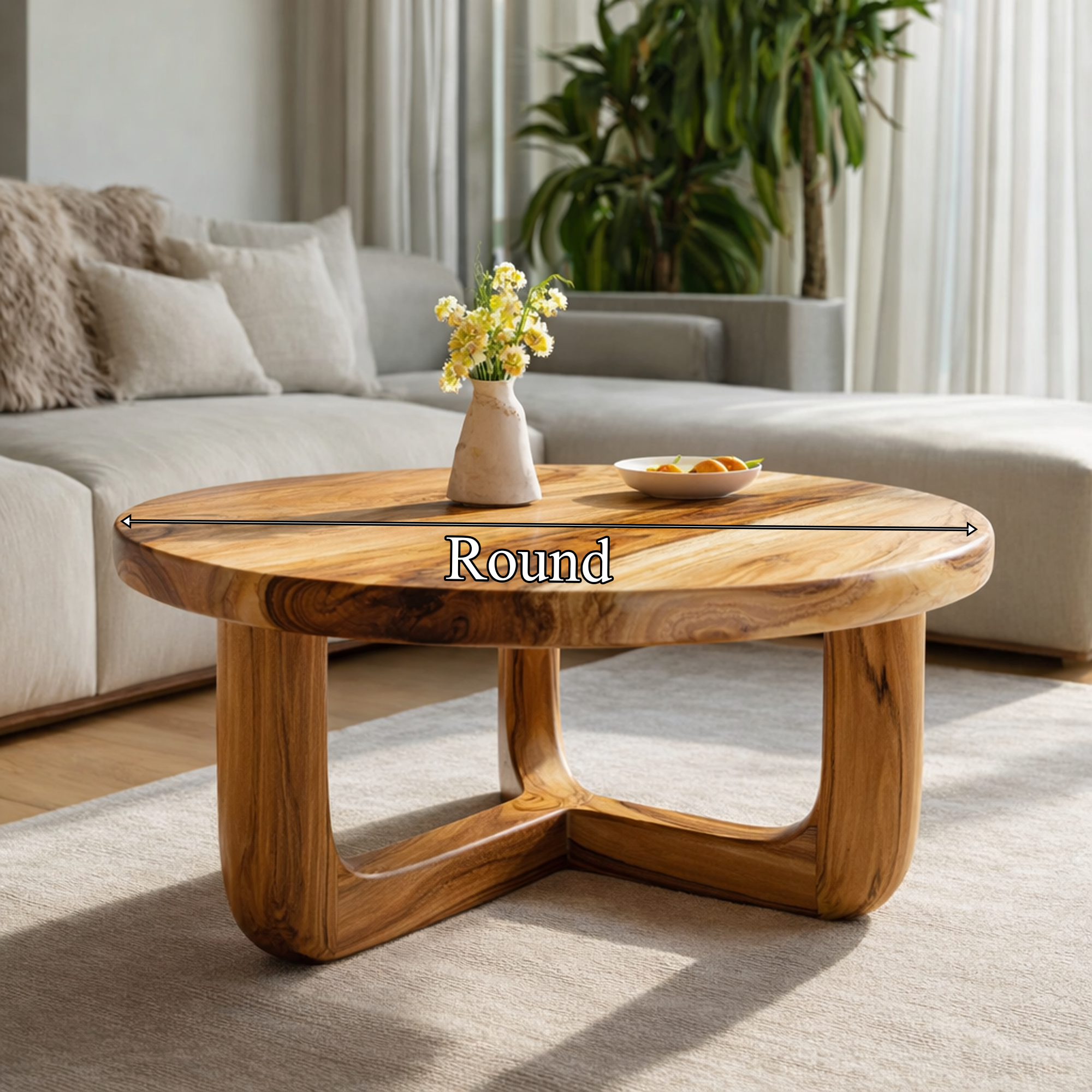 Split Base Solid Wood Coffee Table Organic Modern Living Room Interior SINLKICF322