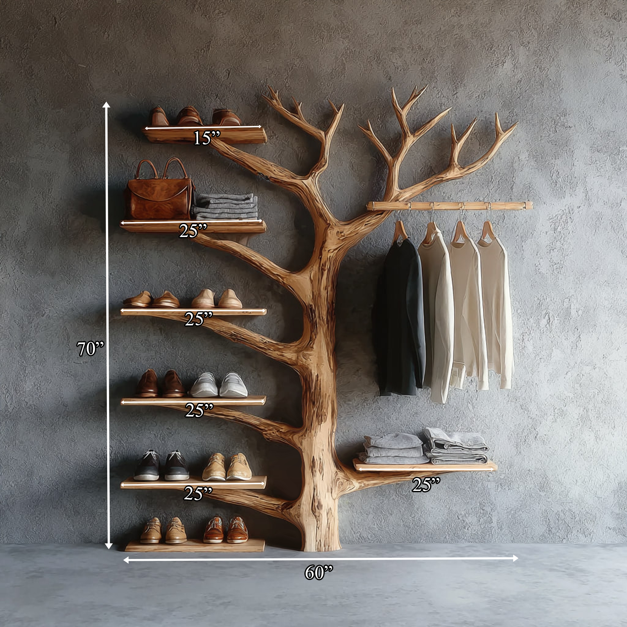 Rustic Clothing Rack Bedroom Home Decor SINLKITCR026