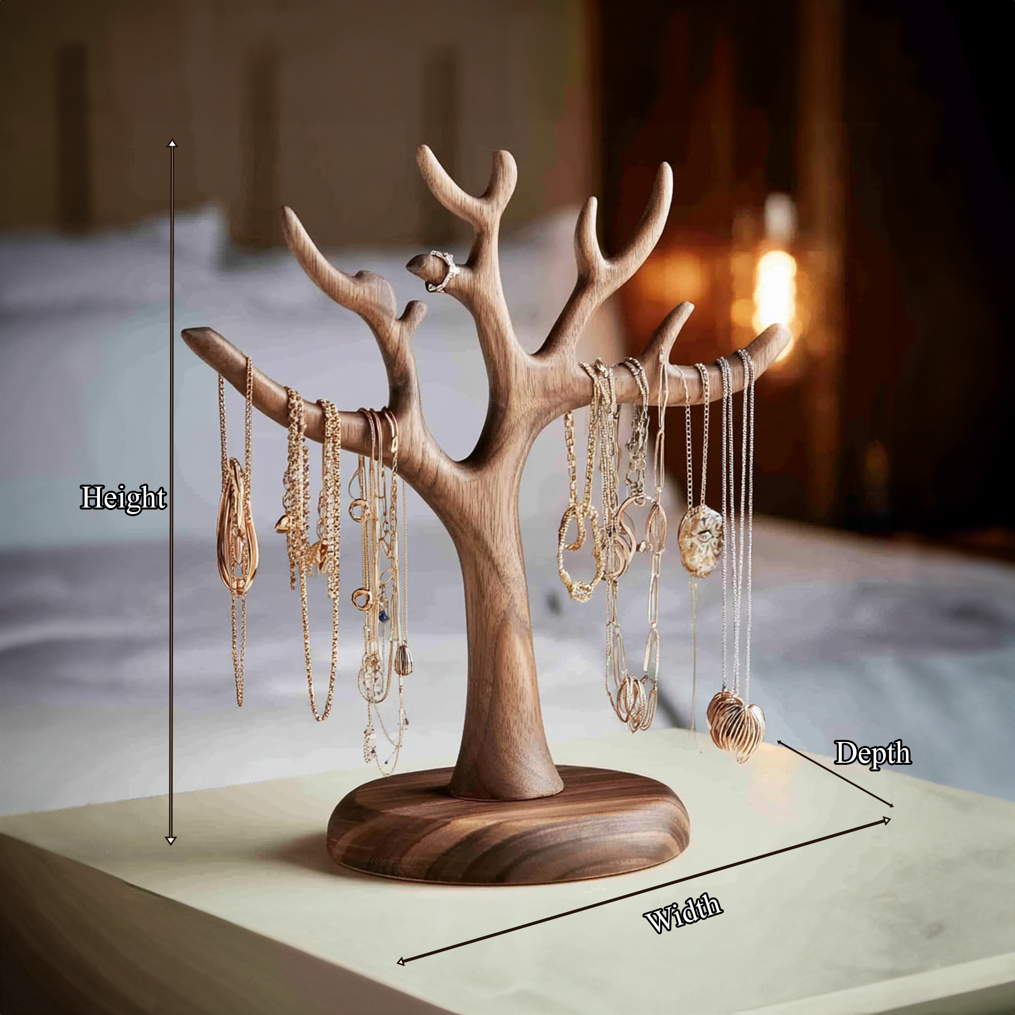 Scandinavian Wooden Jewelry Tree Display Natural Finish SINLKITJR005