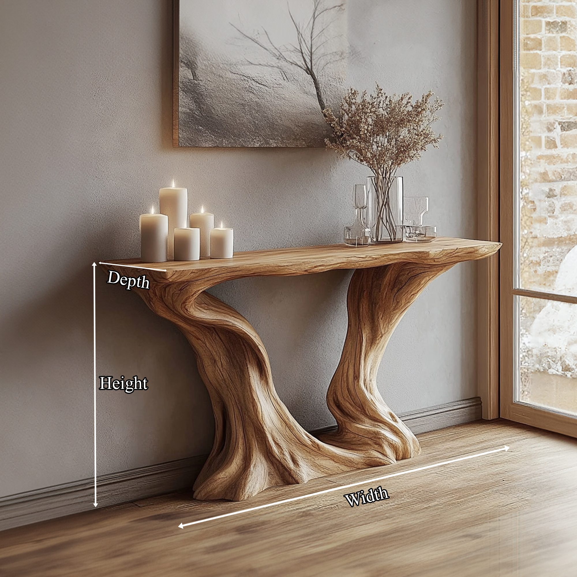 MidCentury Console Table Sculptural Hourglass Base Luxury Foyer SINLKICS349