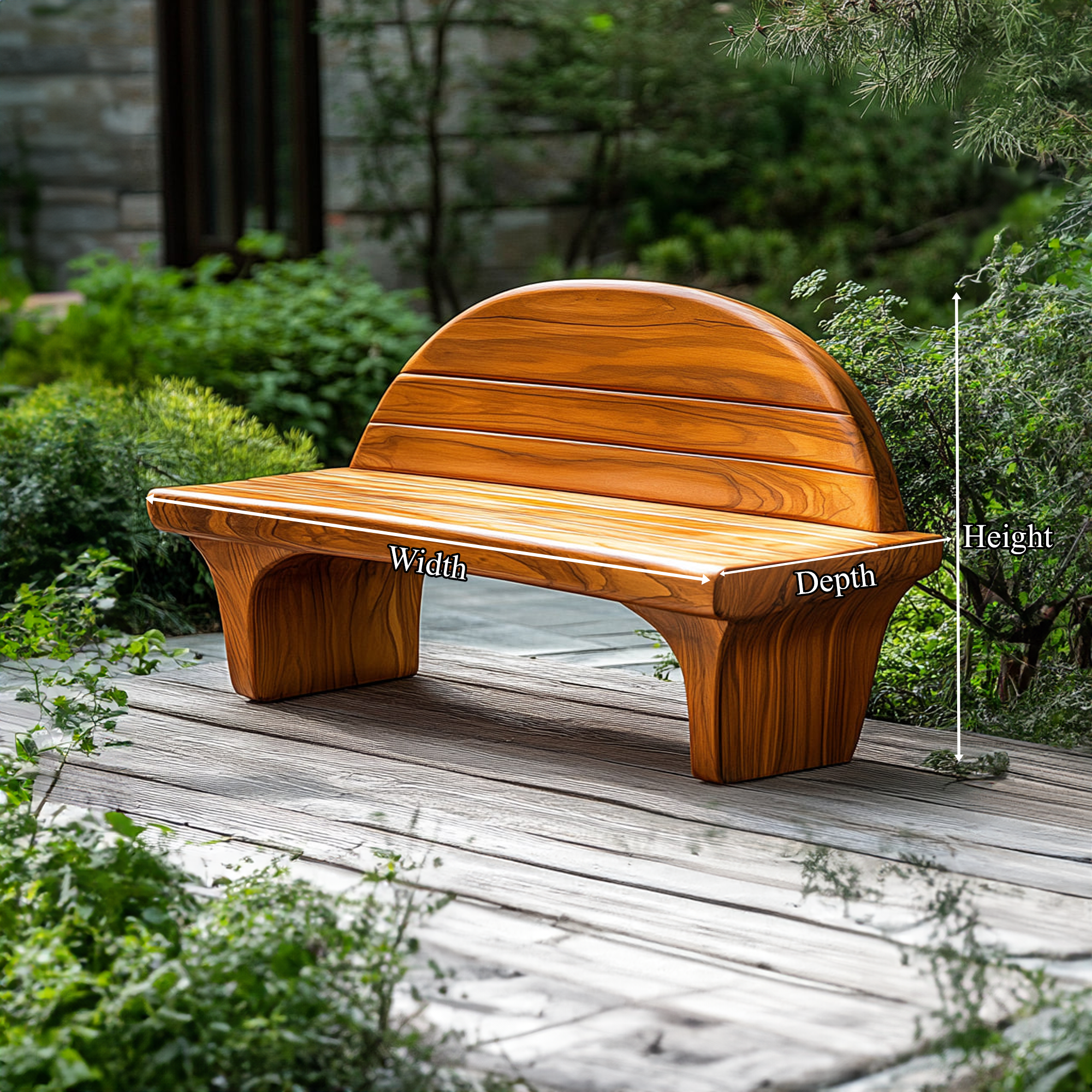 Sculptural Modern Artistic Wood Bench Outdoor SINLKIRS043