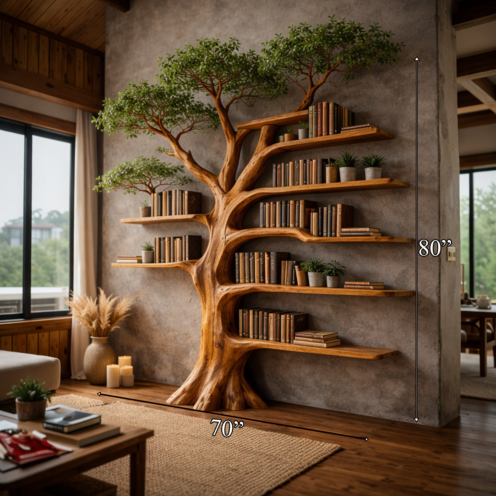 Nature Inspired Tree Display Bookcase Living Room SINLKITB657