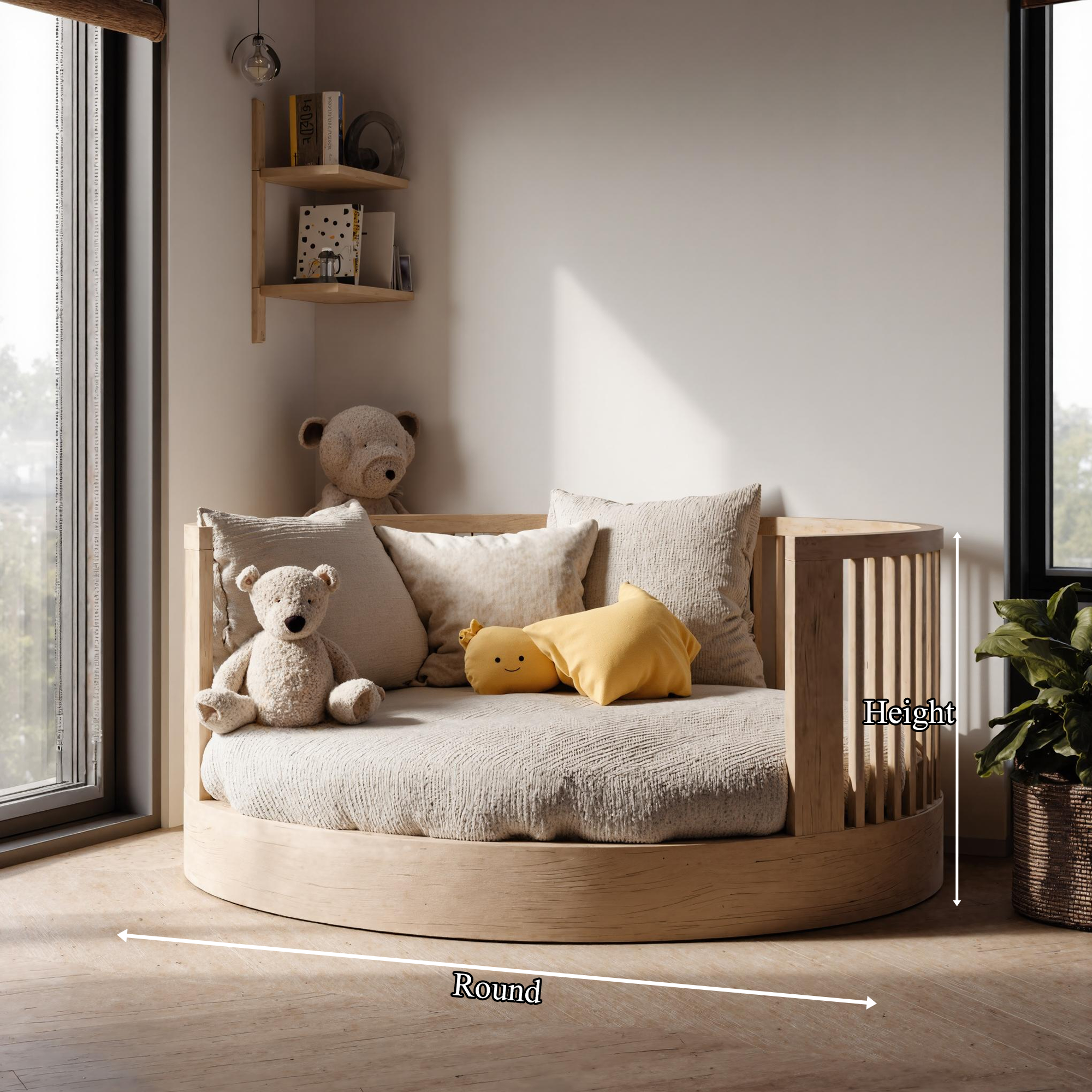 Mid Century Round Kids Bed Nursery Bedroom SINLKIWB50