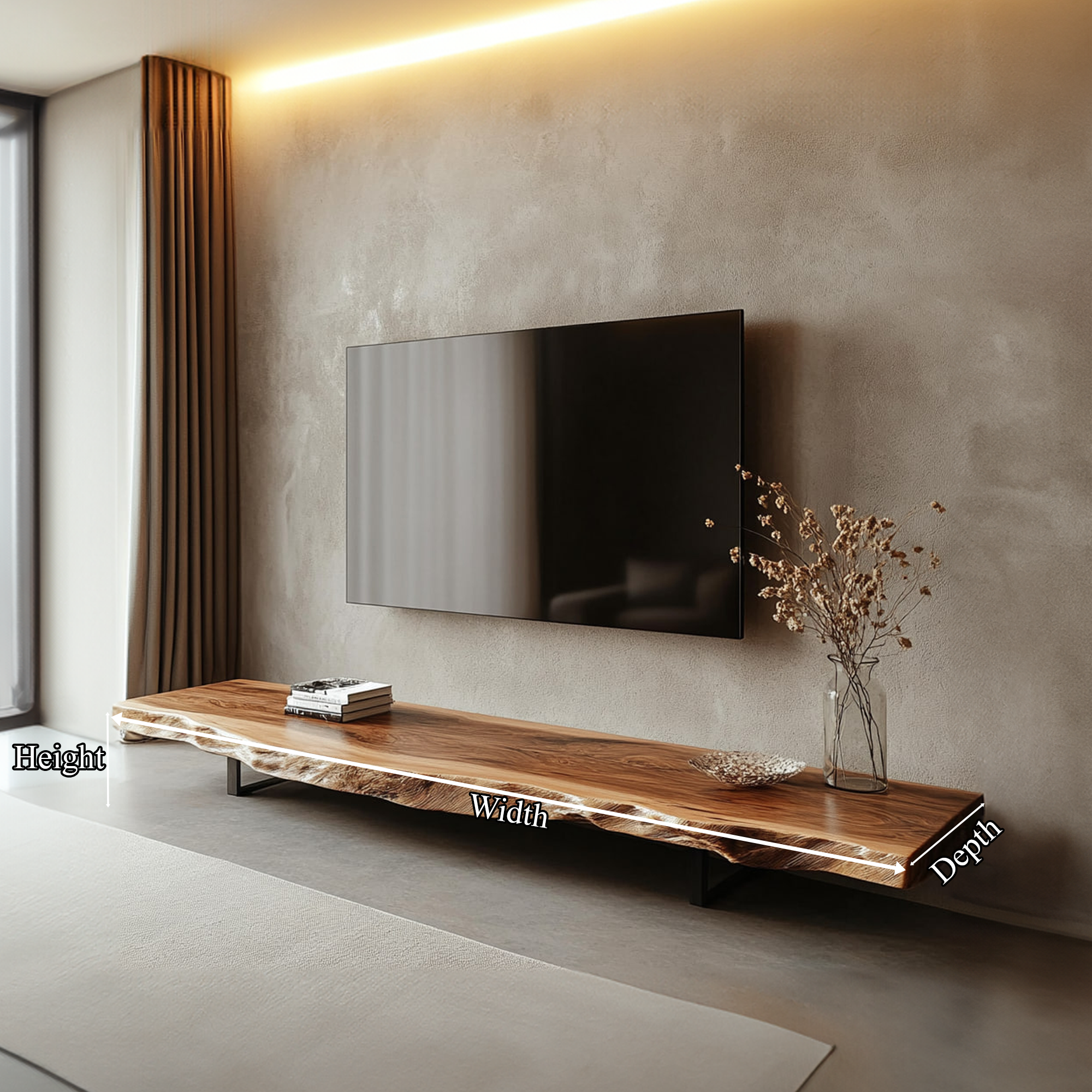 Mid Century TV Console Live Edge Wood Master Bedroom SINLKICS354