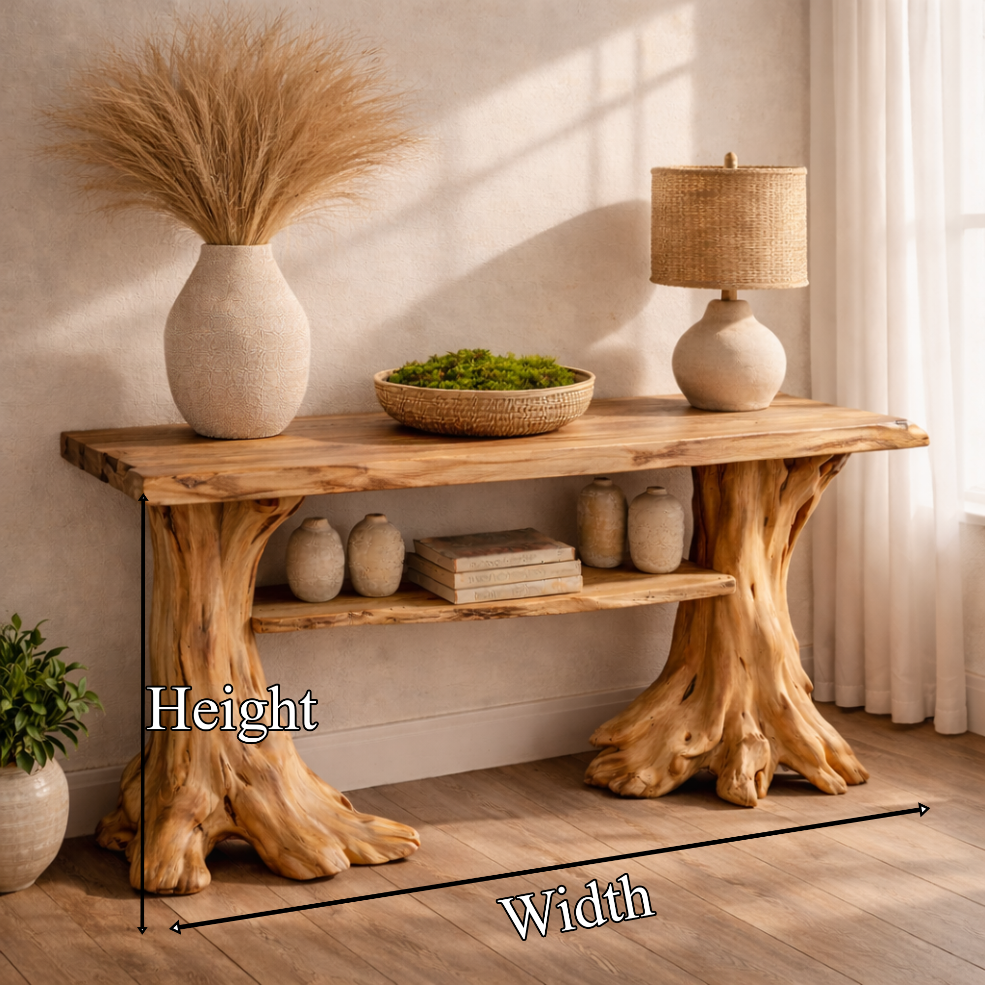 Organic Wood Console Table Tree Style Living Room SINLKICS482
