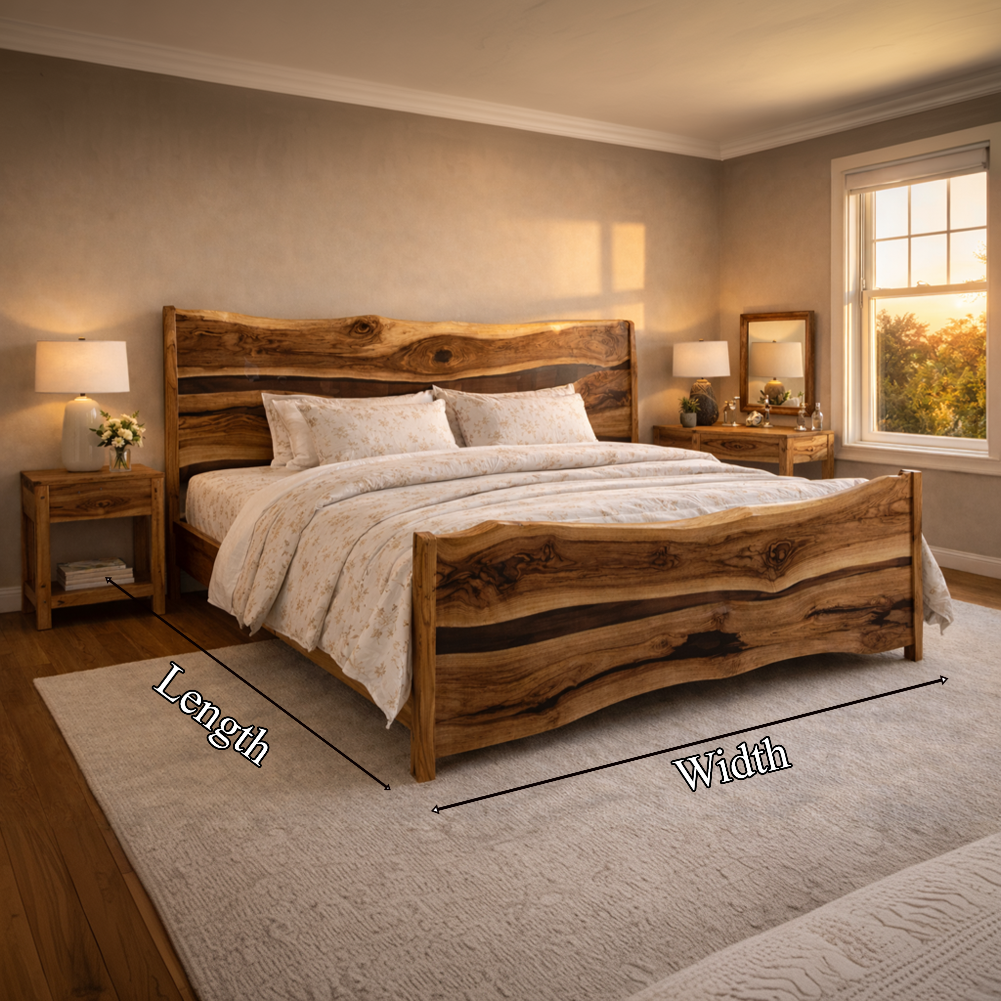 Rustic Live Edge Bed Frame Bedroom And Home SINLKIWB091