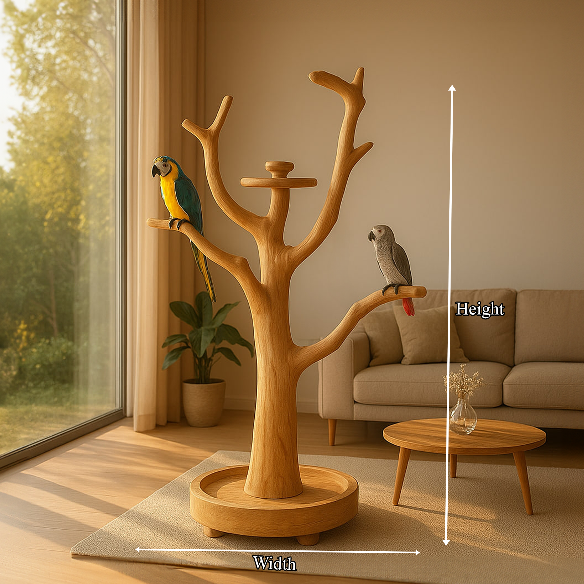 Rustic Parrot Tree Stand Wooden Perch Furniture SINLKITT067