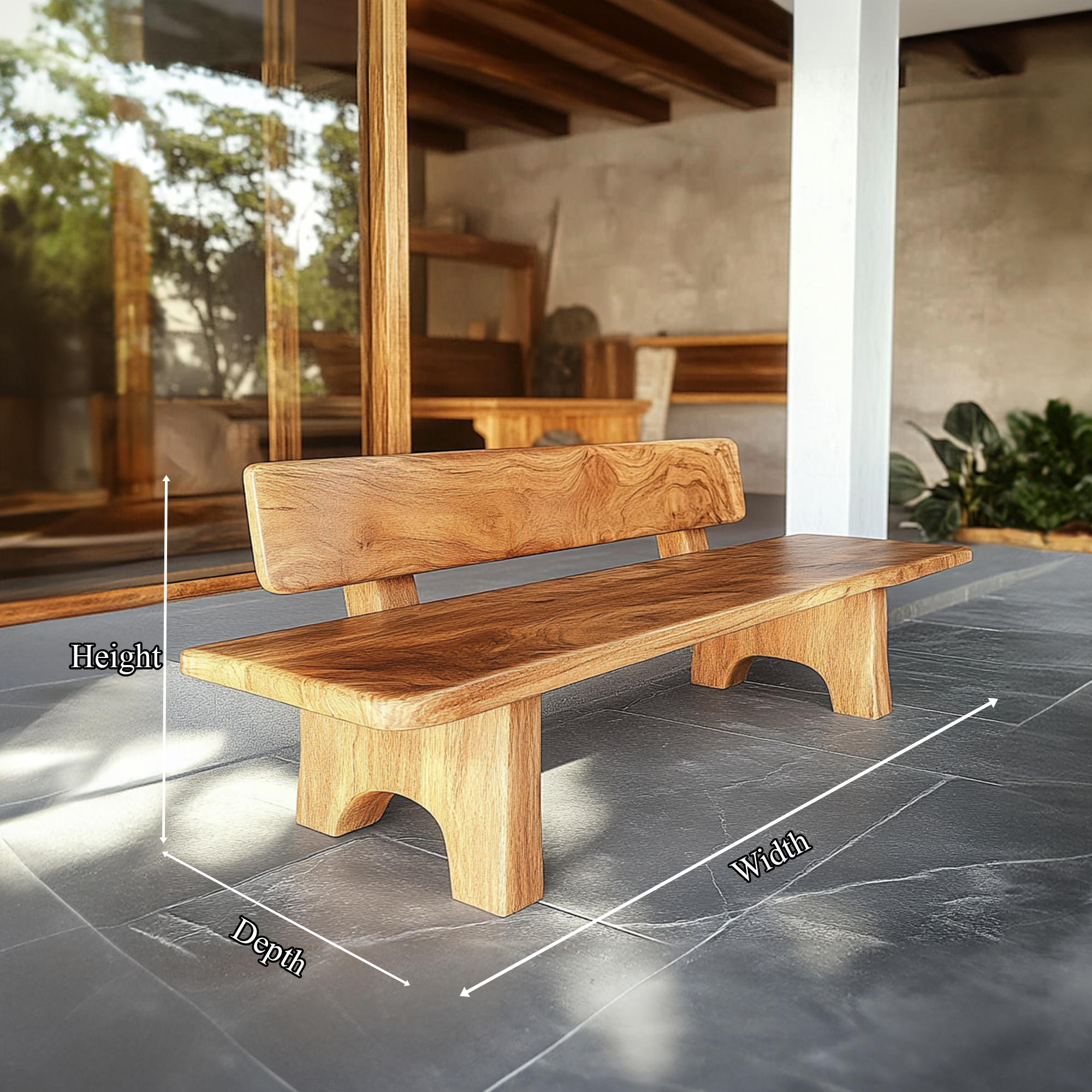 Rustic Wooden Bench For Living Room Or Entryway SINLKIRS047