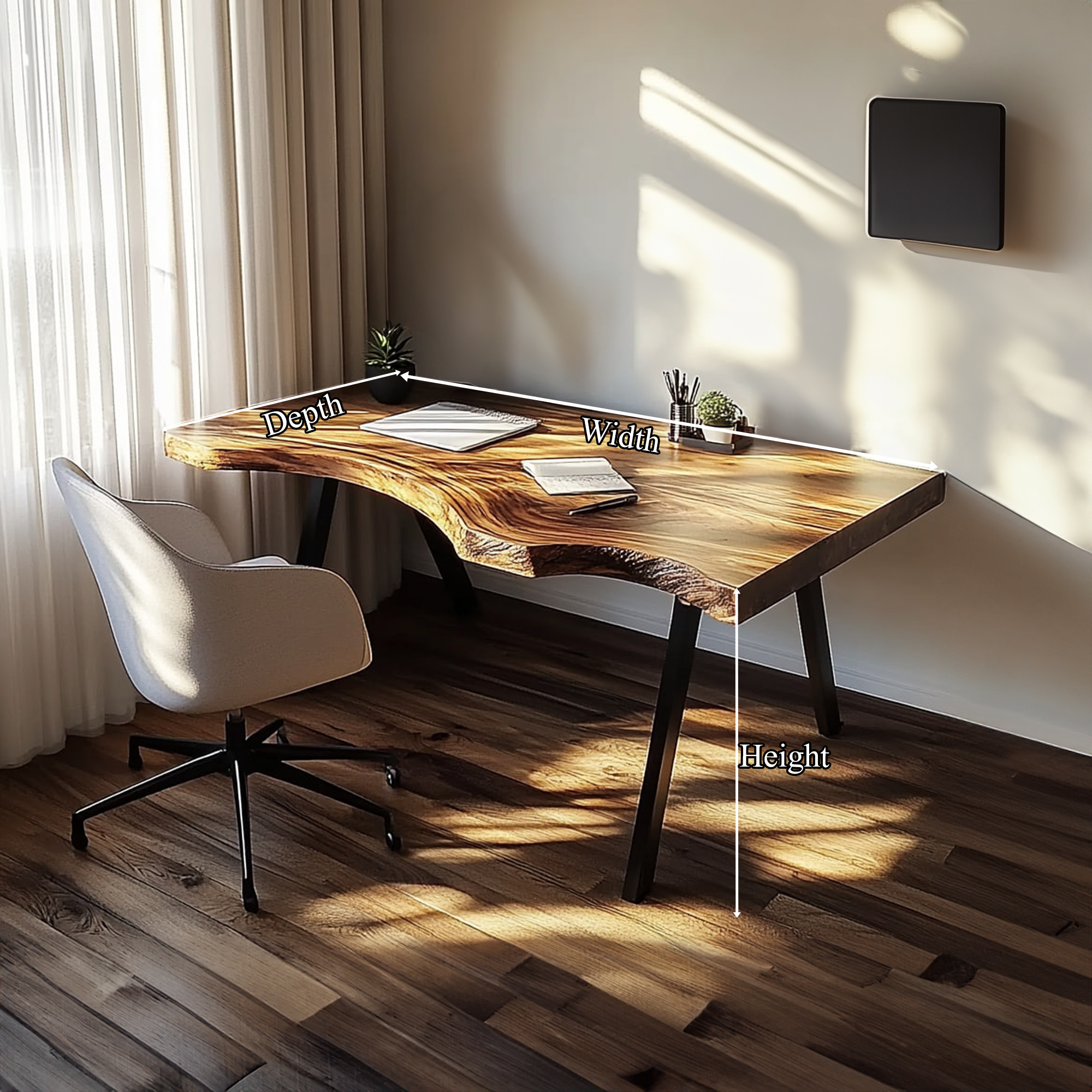 Rustic Live Edge Modern Work Desk Bedroom And Home Office SINLKIDK029