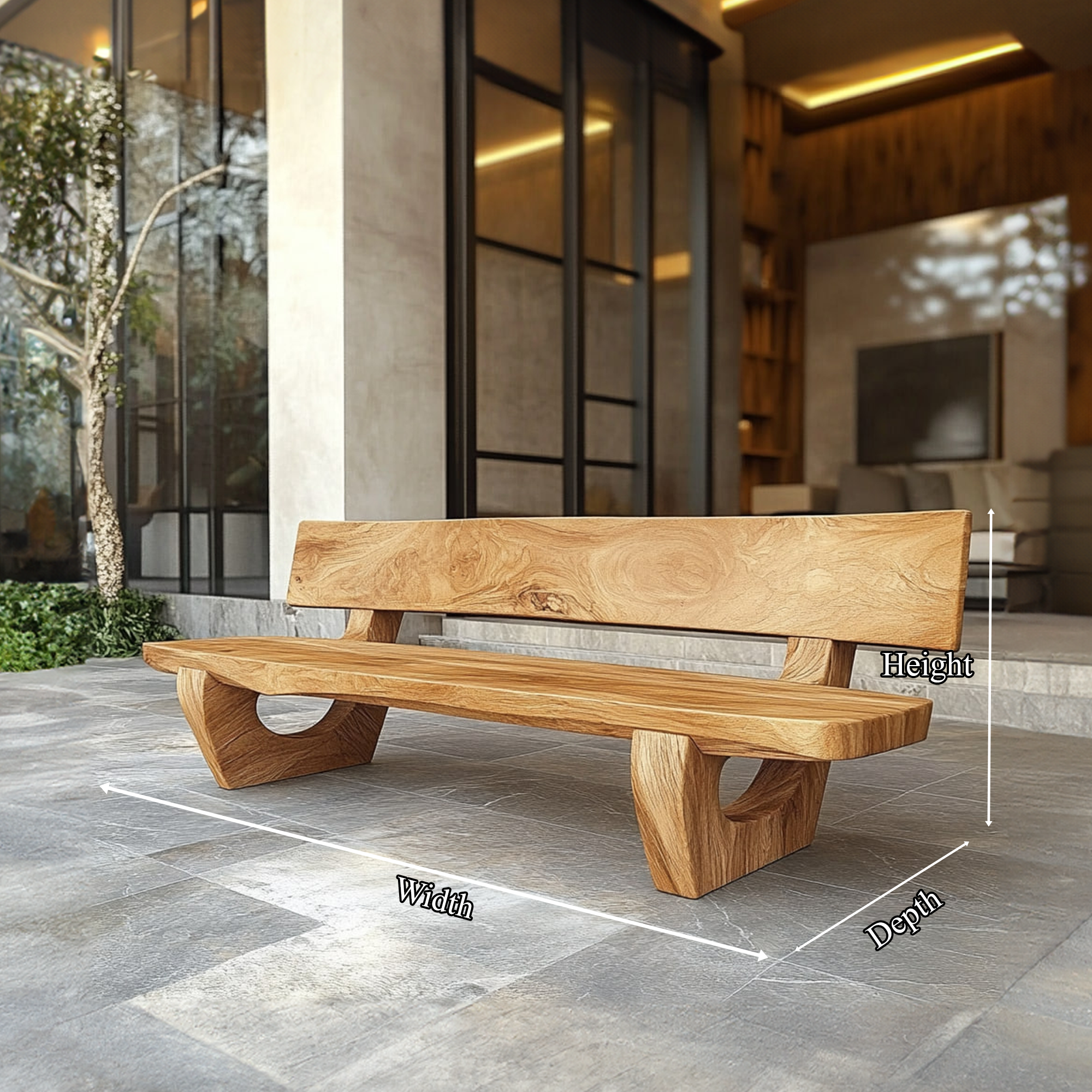 Rustic Sculptural Bench For Living Room Or Entryway SINLKIRS050