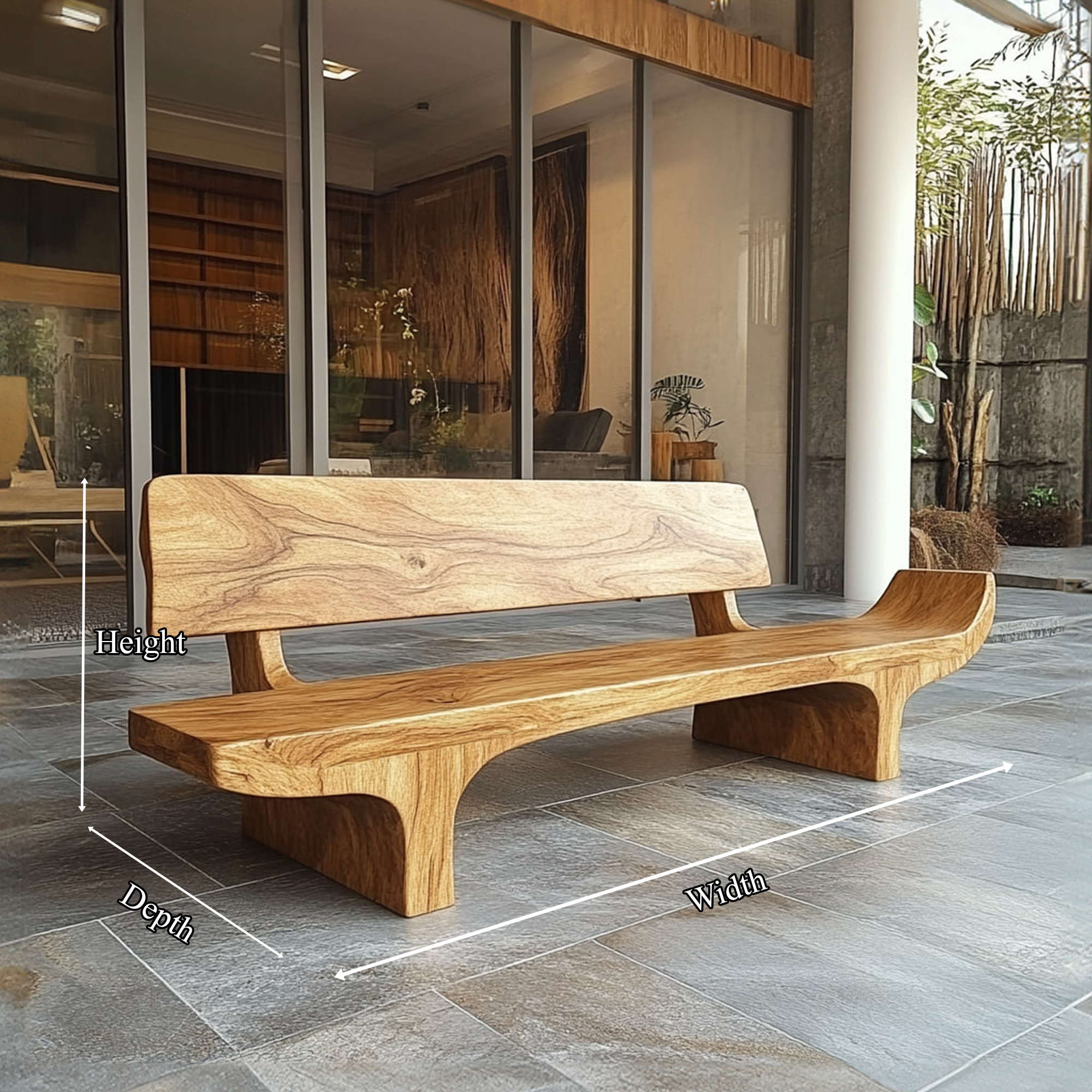 Rustic Solid Form Bench For Hallway And Living Room SINLKIRS051