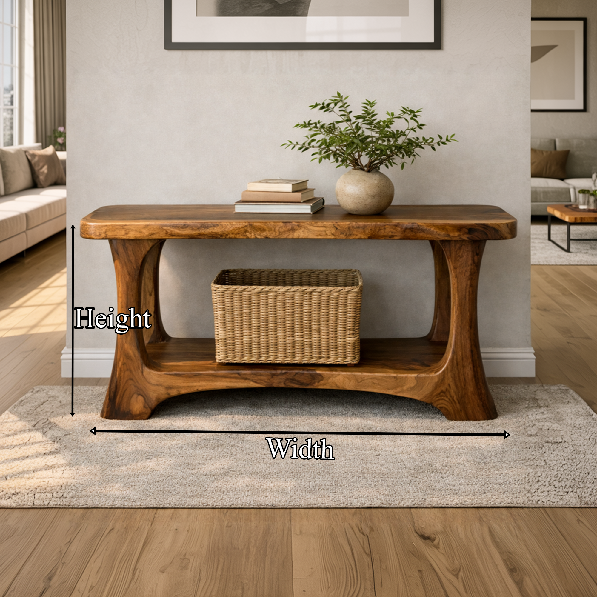 Organic Sculptural Console Table Statement Piece For Modern Rustic Home SINLKICS468
