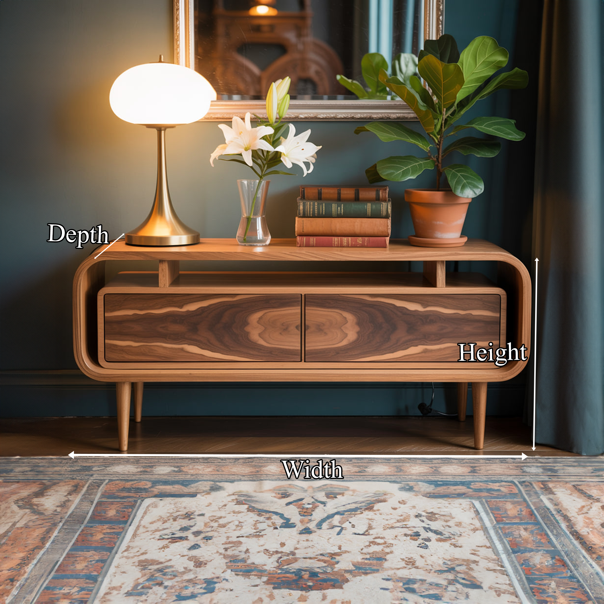 Mid Century Wooden Storage Console Living Room Or Entryway SINLKISC277
