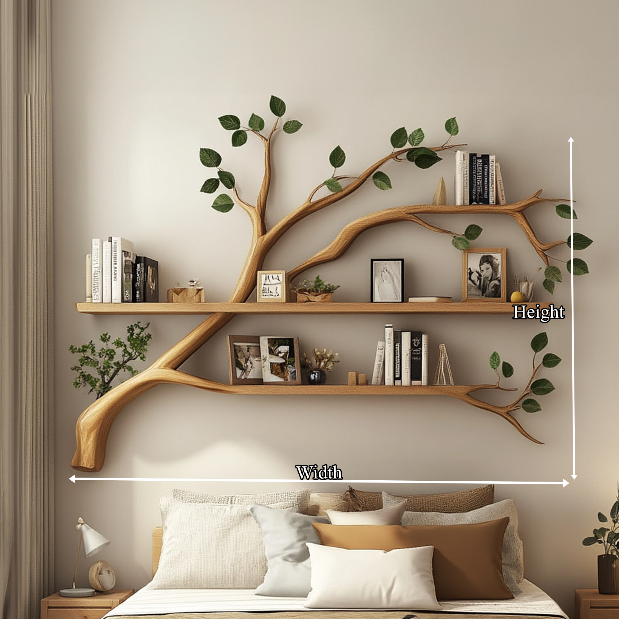 Rustic Organic Tree Bookshelf Warm Bedroom Entryway SINLKITBS068