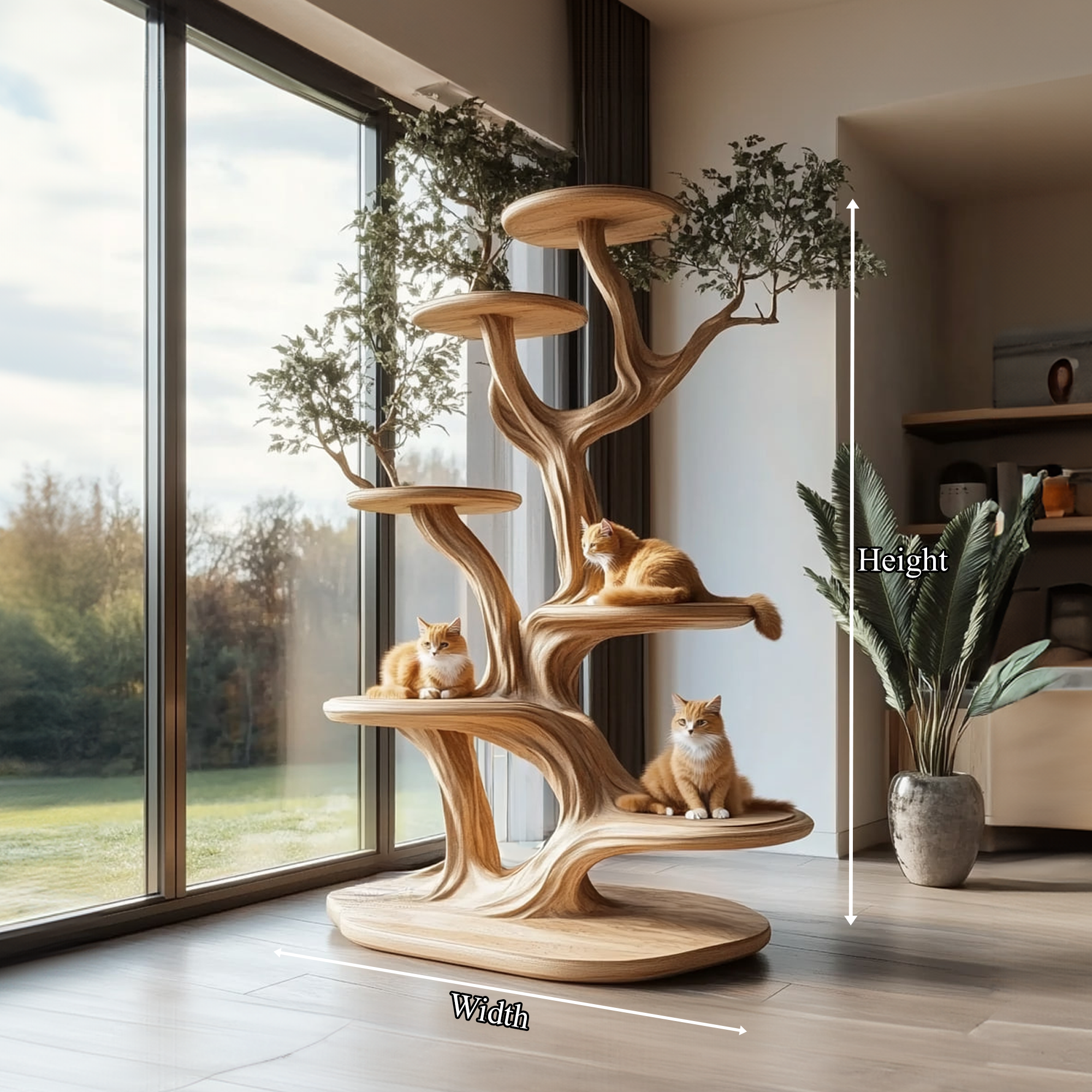 Rustic Tree Cat Play Tower Artistic Living Room SINLKITT077